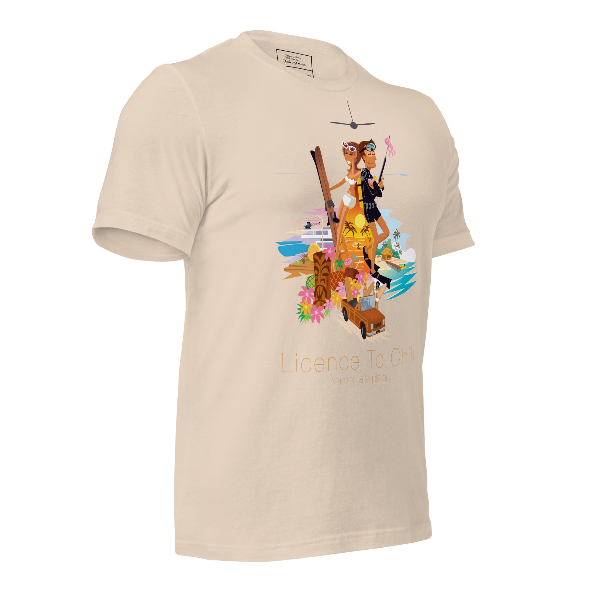 T-shirt en coton unisexe License to Chill Vamos a la playa sur couleurs claires