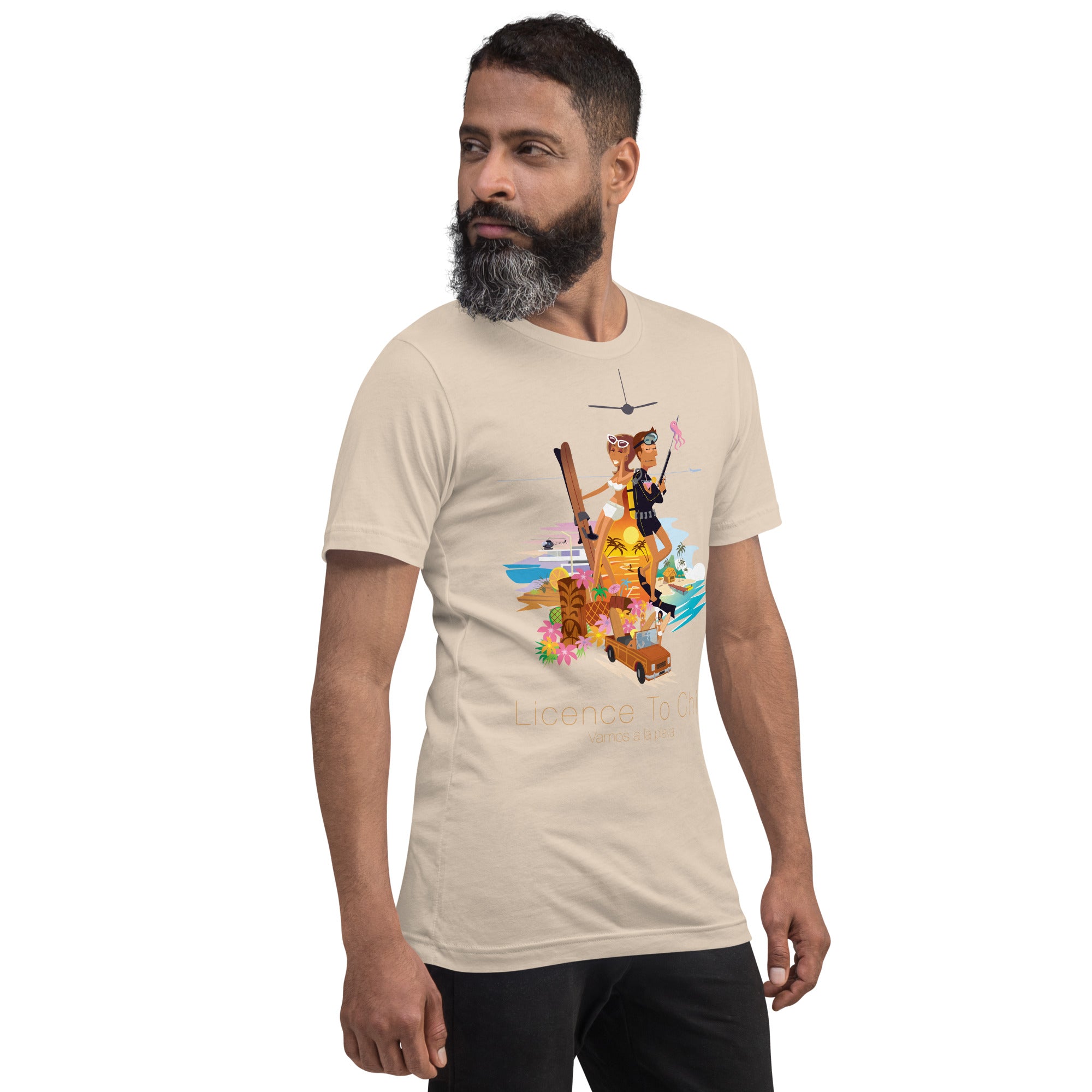 T-shirt en coton unisexe License to Chill Vamos a la playa sur couleurs claires