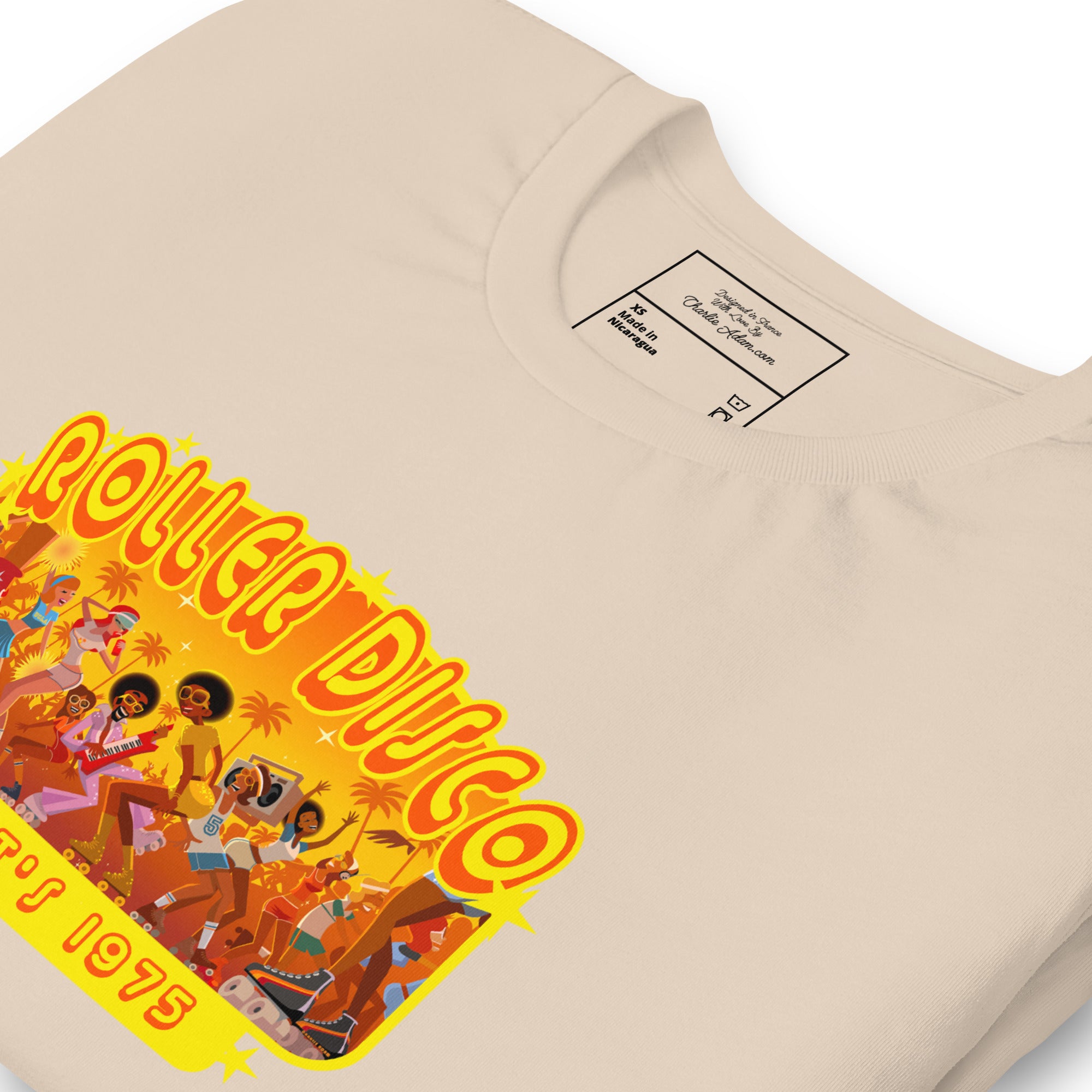 T-shirt en coton unisexe Roller Disco 1975 sur couleurs claires