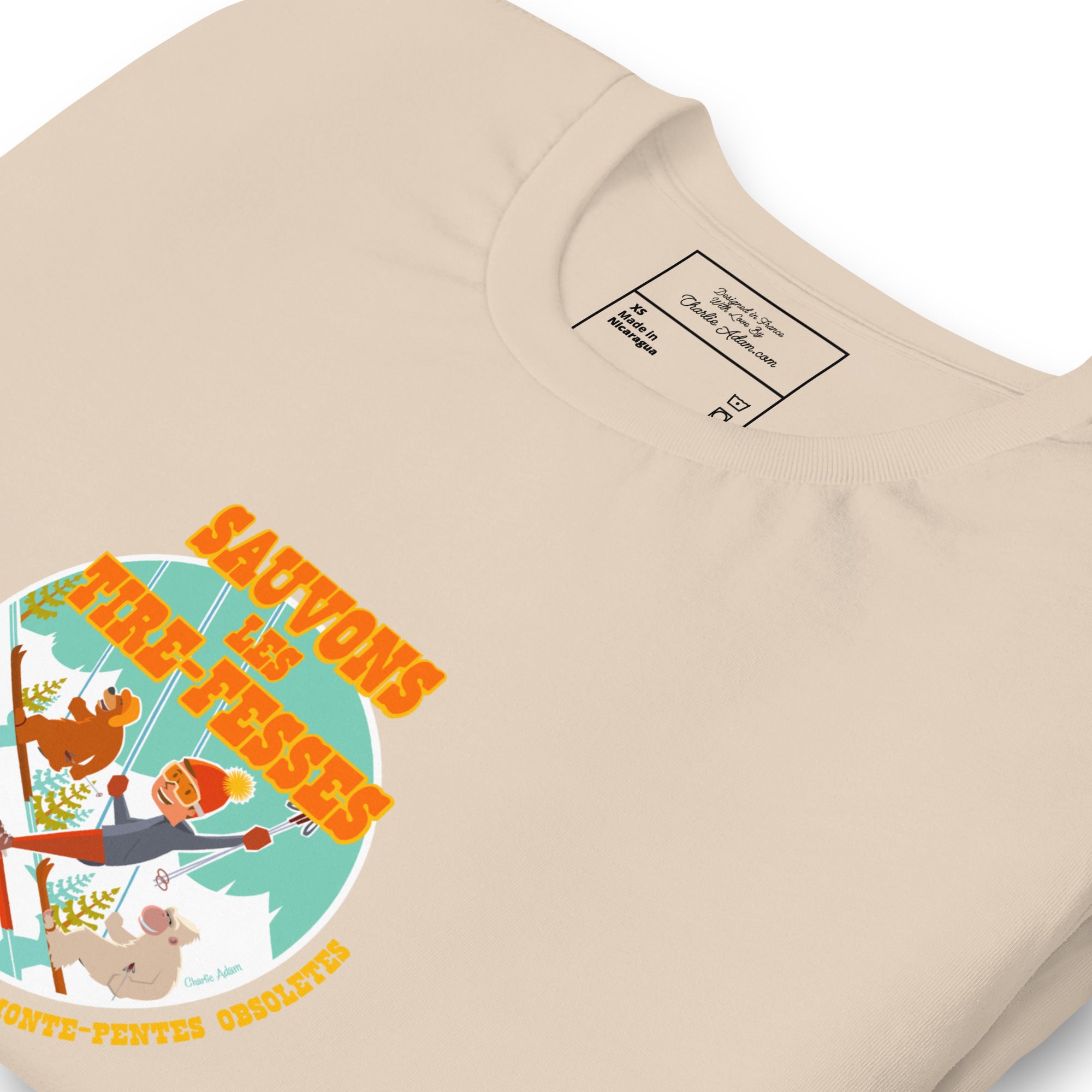 T-shirt en coton unisexe Sauvons les Tires-fesses sur couleurs claires