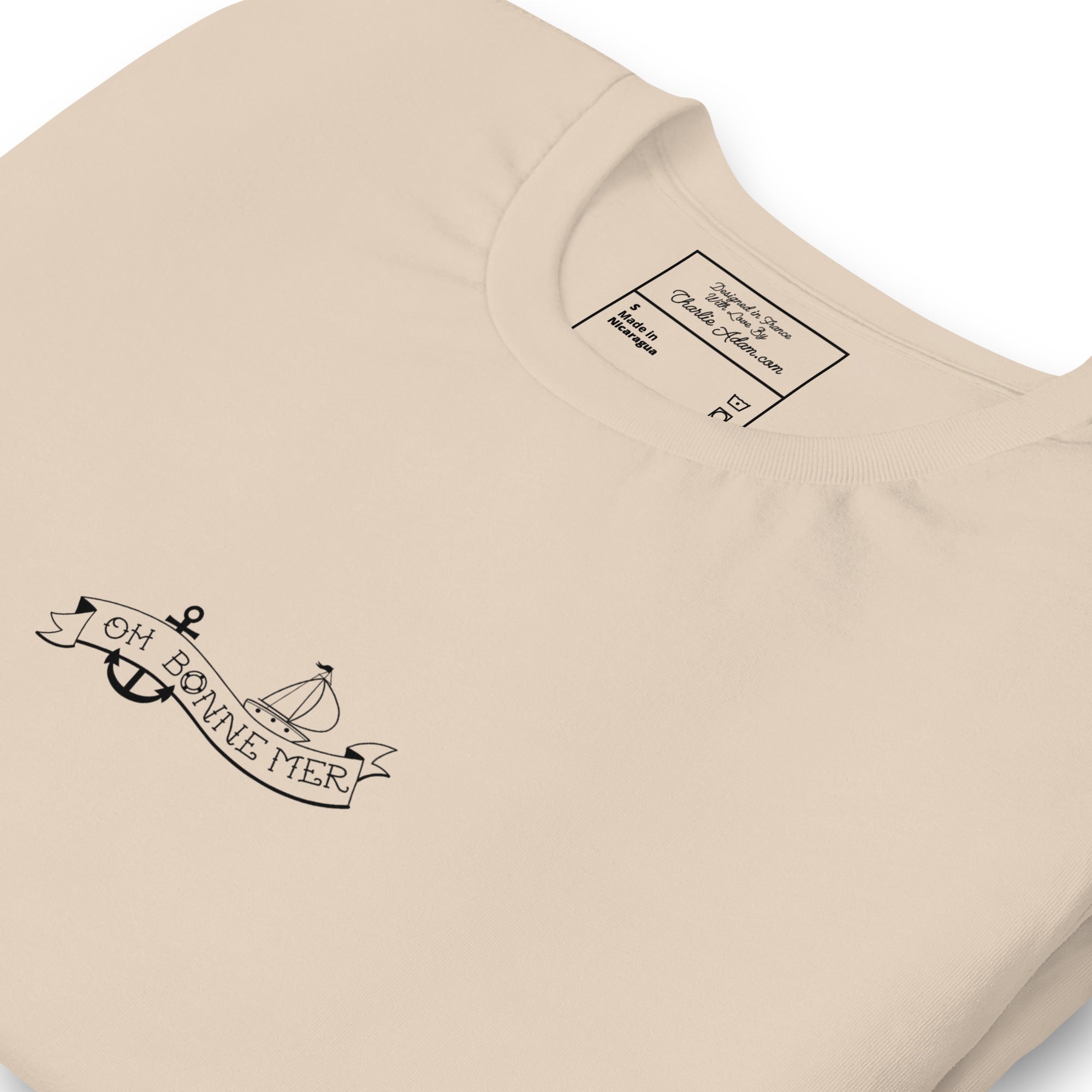 T-shirt en coton unisexe Oh Bonne Mer Tattoo black sur couleurs claires