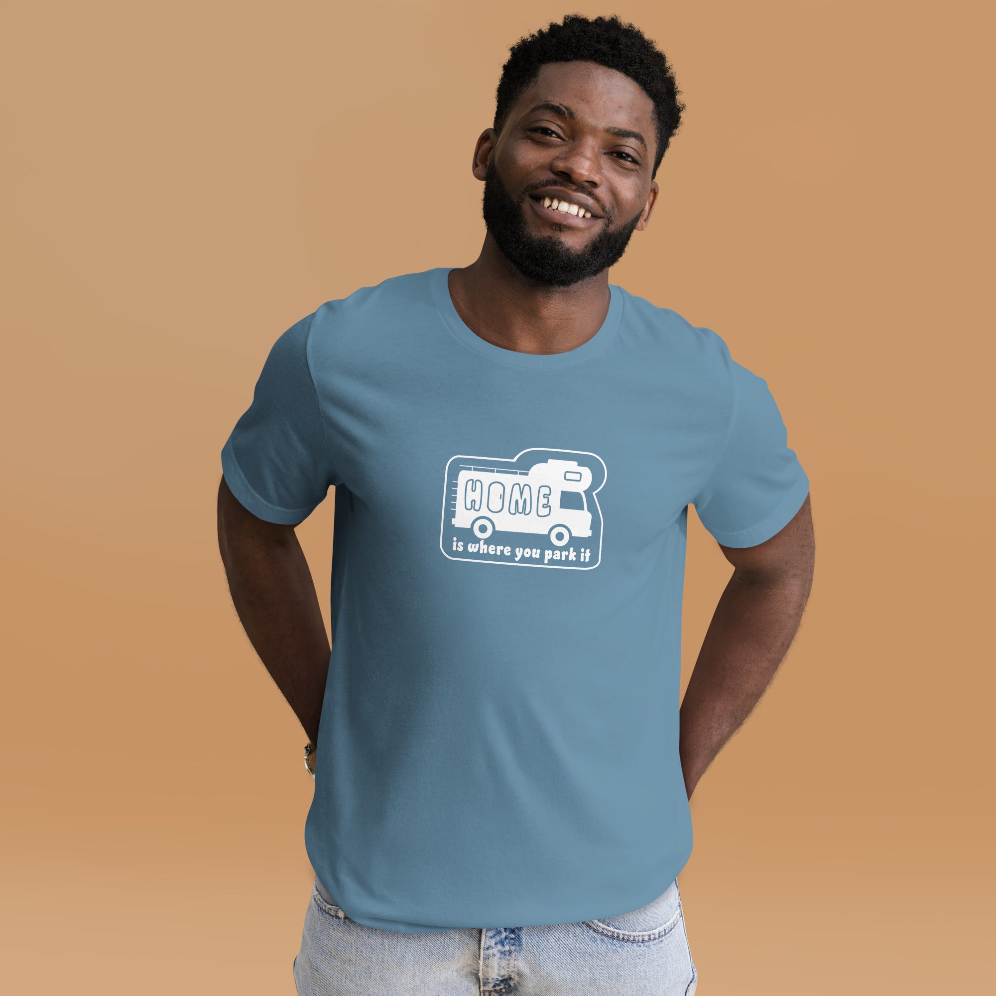 Unisex cotton t-shirt Bold Camper Van on dark colors