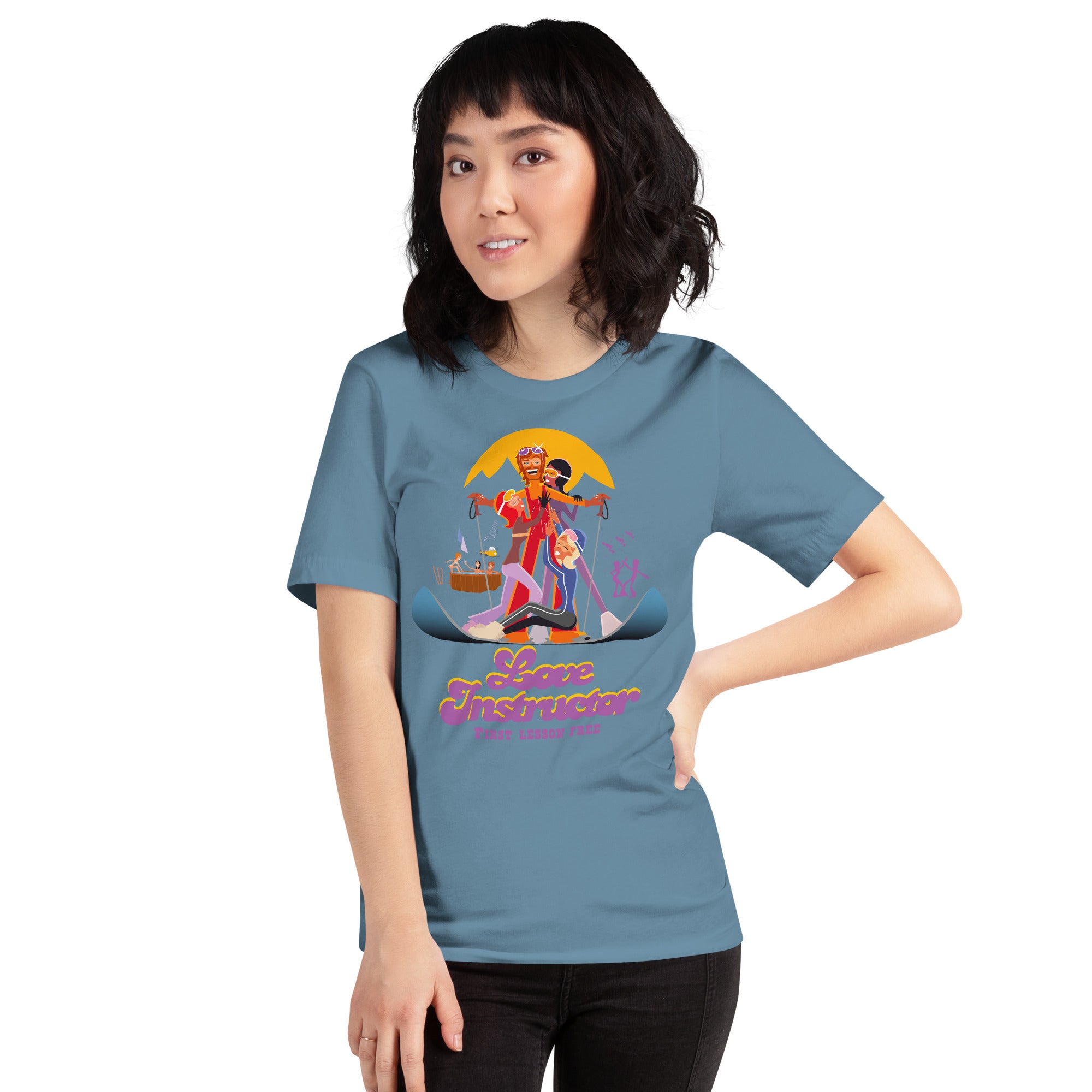 T-shirt en coton unisexe Love instructor First lesson free sur couleurs foncées