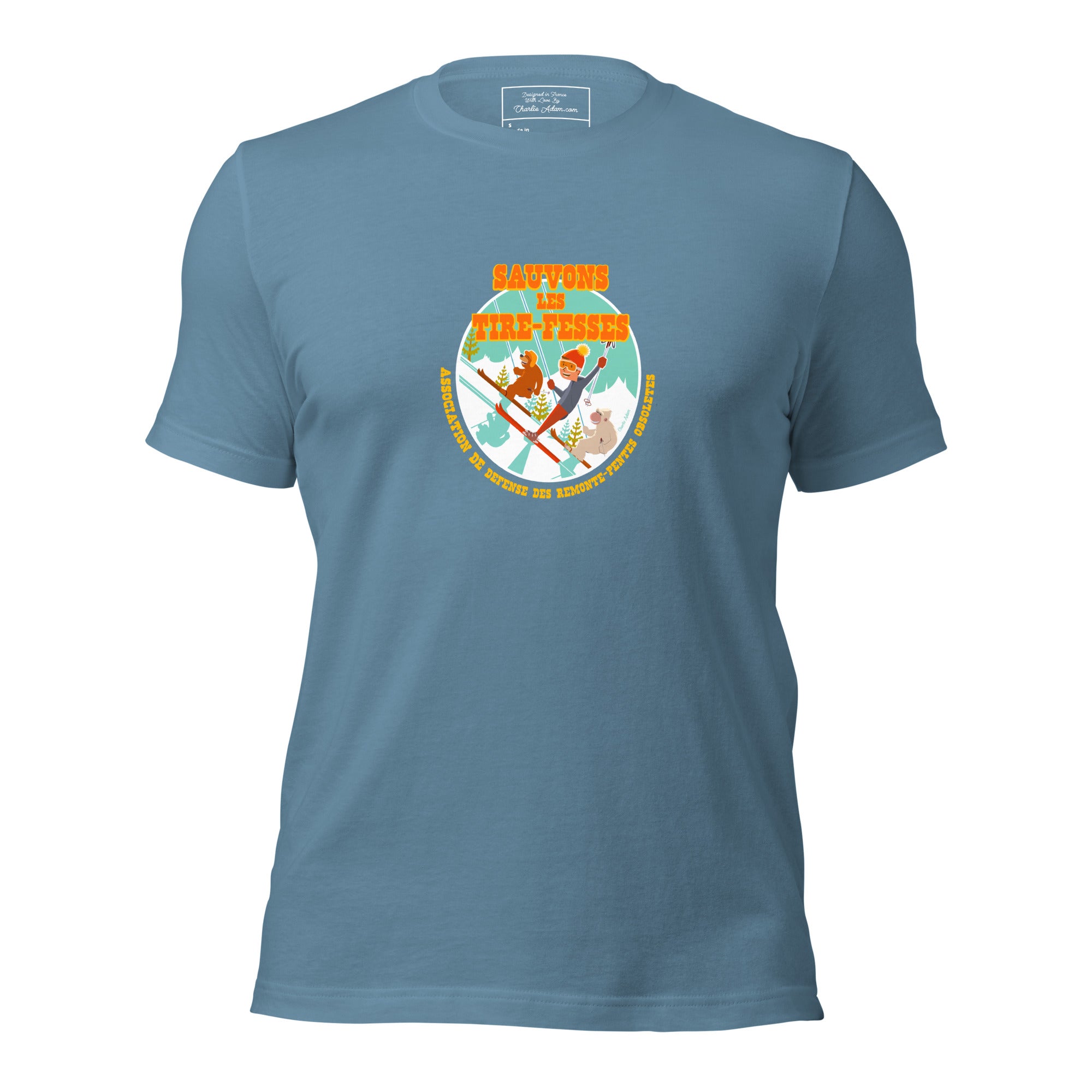 T-shirt en coton unisexe Sauvons les Tires-fesses sur couleurs foncées
