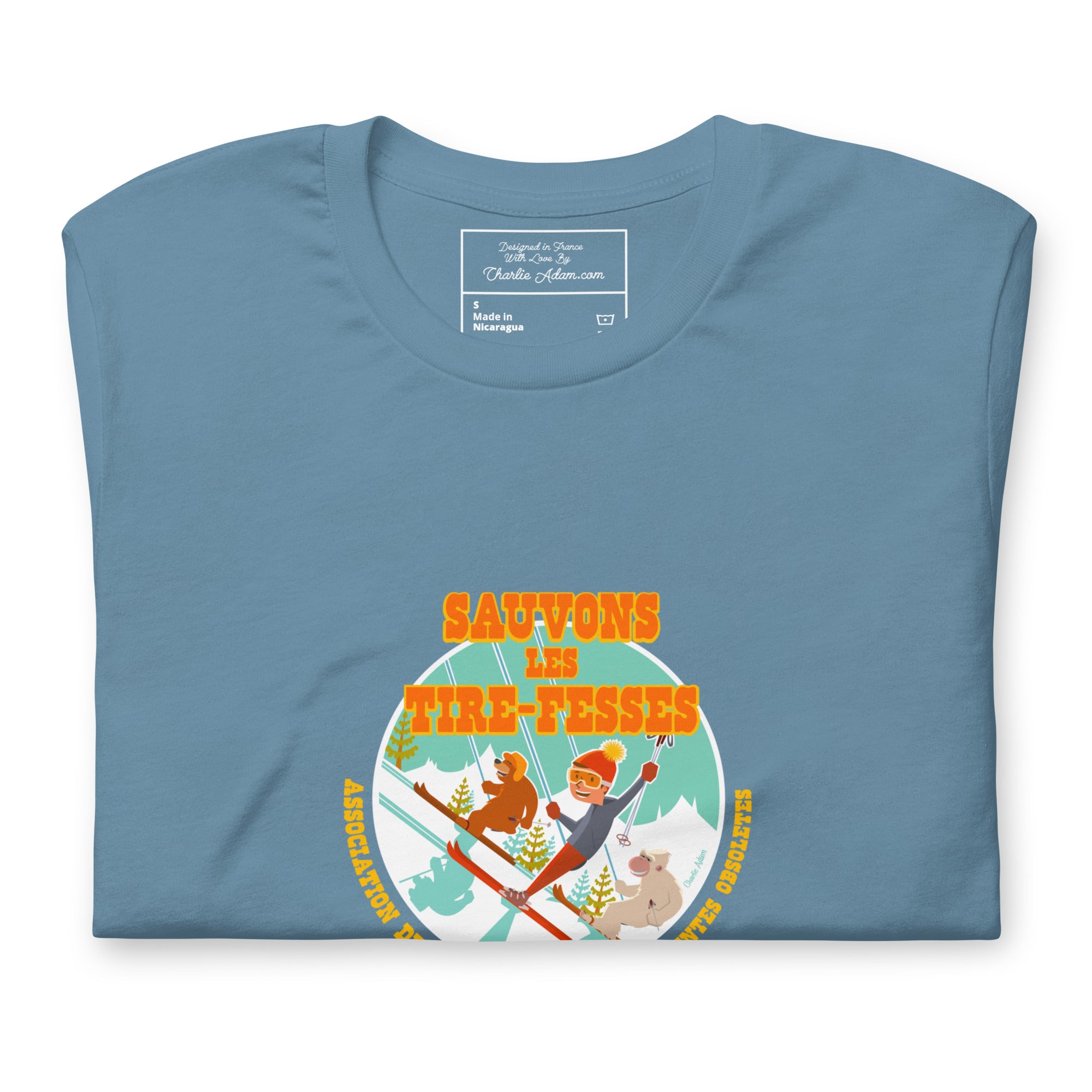 T-shirt en coton unisexe Sauvons les Tires-fesses sur couleurs foncées