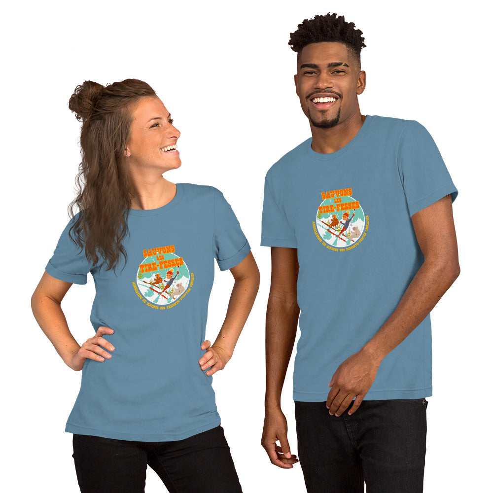 T-shirt en coton unisexe Sauvons les Tires-fesses sur couleurs foncées