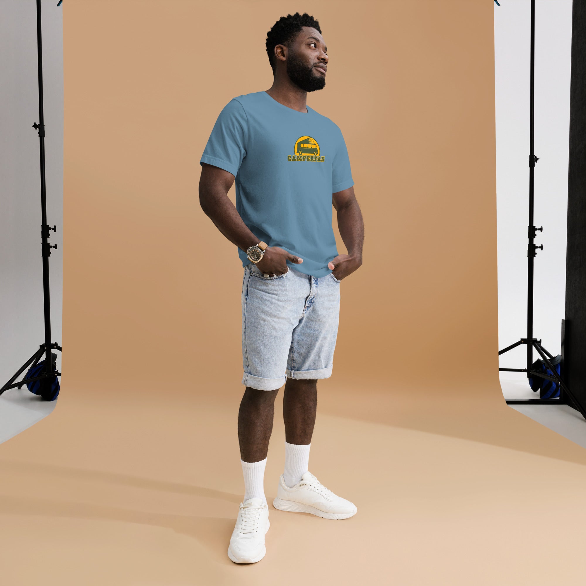 Unisex cotton t-shirt Camperfan on dark colors