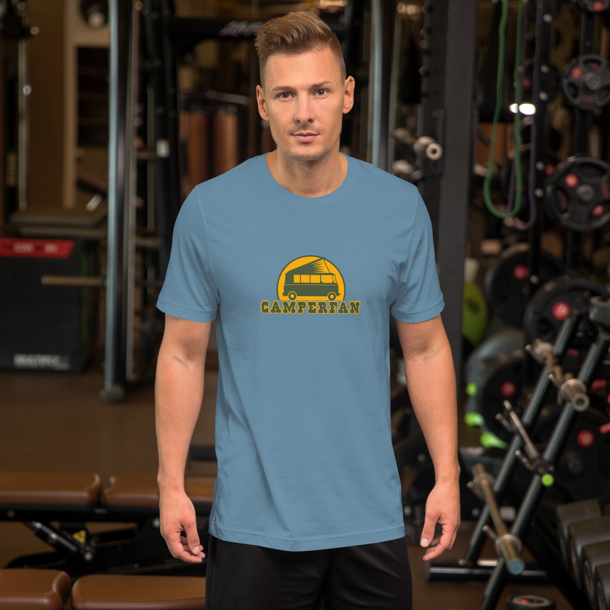 Unisex cotton t-shirt Camperfan on dark colors