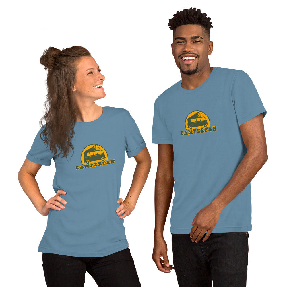 Unisex cotton t-shirt Camperfan on dark colors