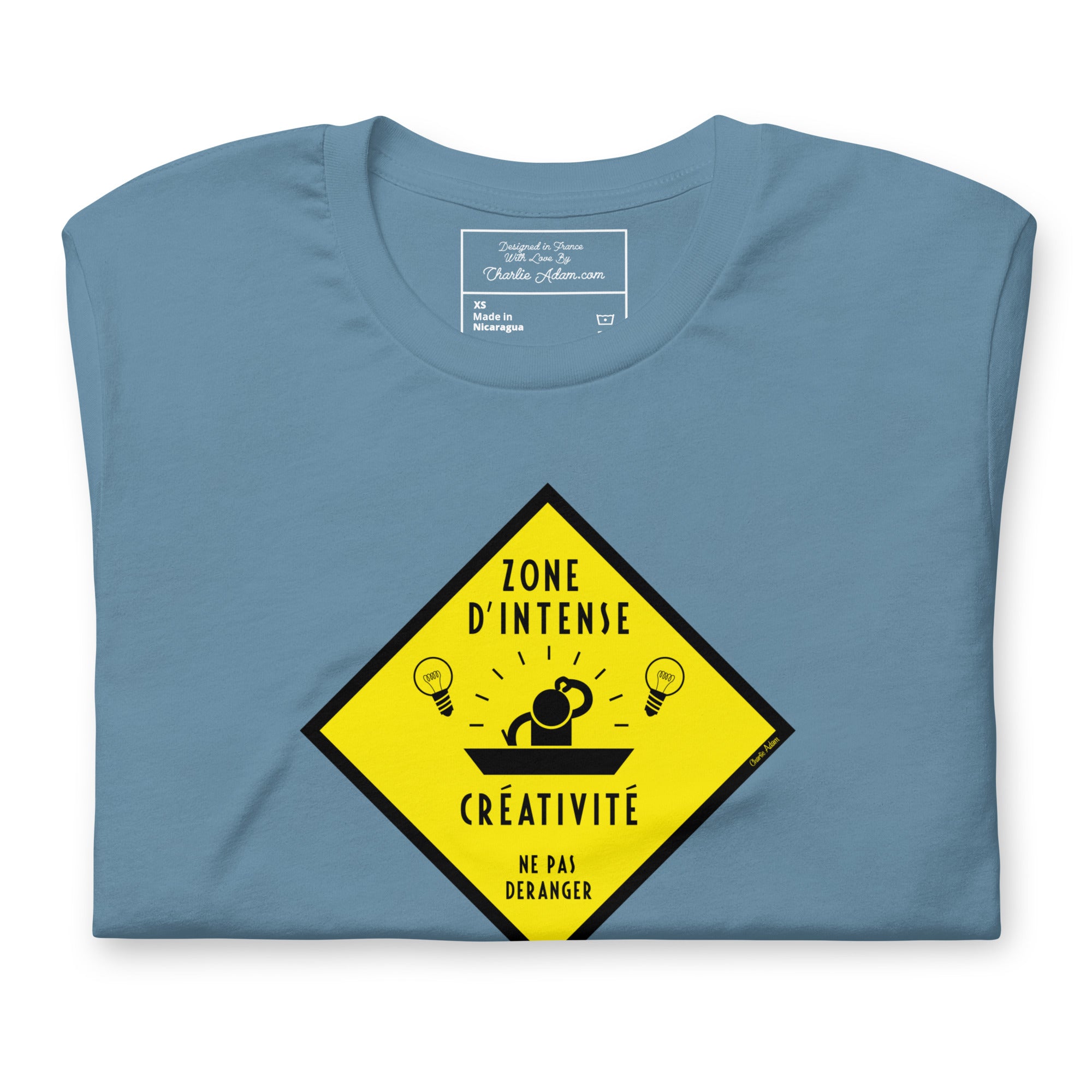 Unisex cotton t-shirt Zone d'intense créativité, Ne pas déranger on dark colors