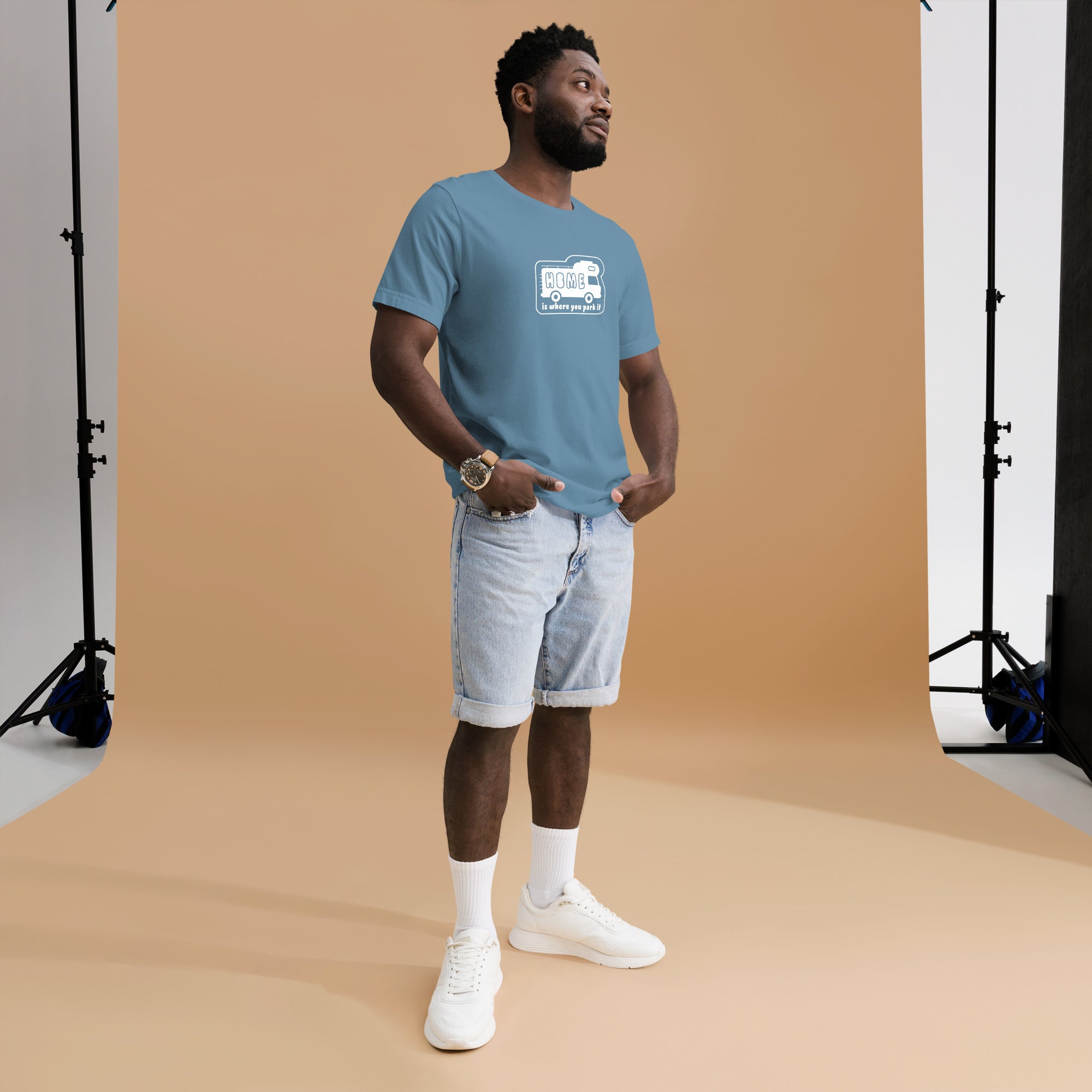Unisex cotton t-shirt Bold Camper Van on dark colors