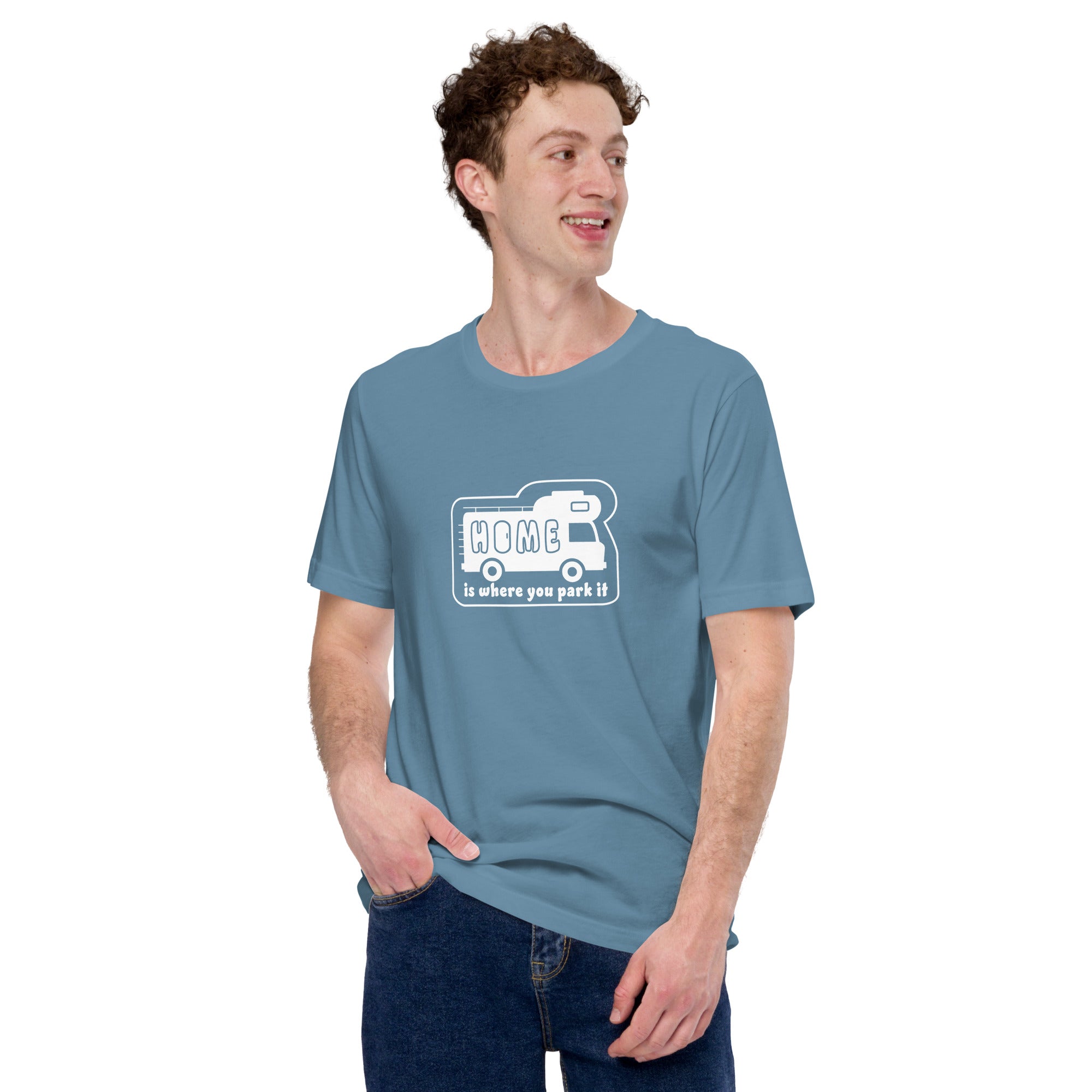 Unisex cotton t-shirt Bold Camper Van on dark colors