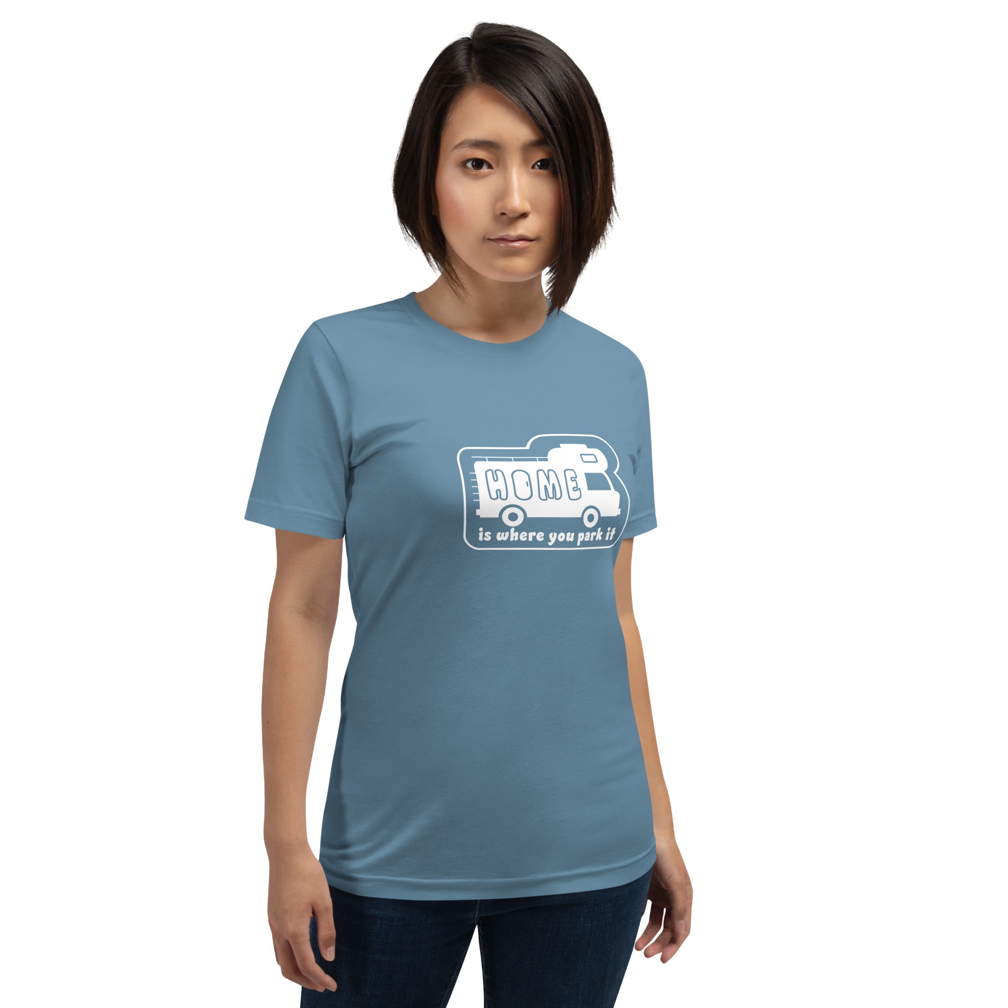 Unisex cotton t-shirt Bold Camper Van on dark colors