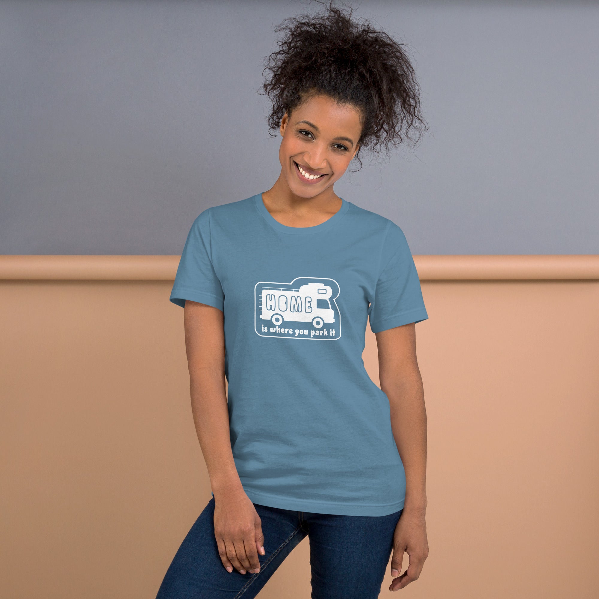 Unisex cotton t-shirt Bold Camper Van on dark colors