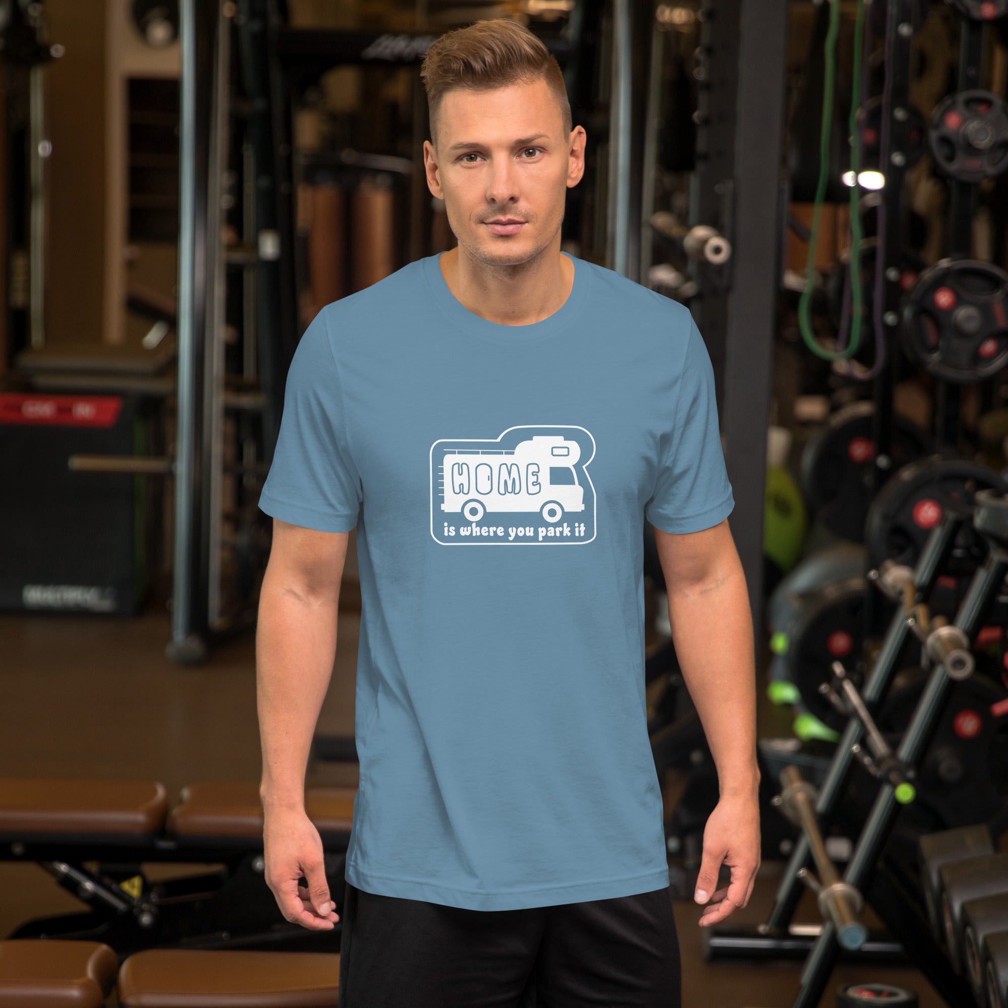Unisex cotton t-shirt Bold Camper Van on dark colors
