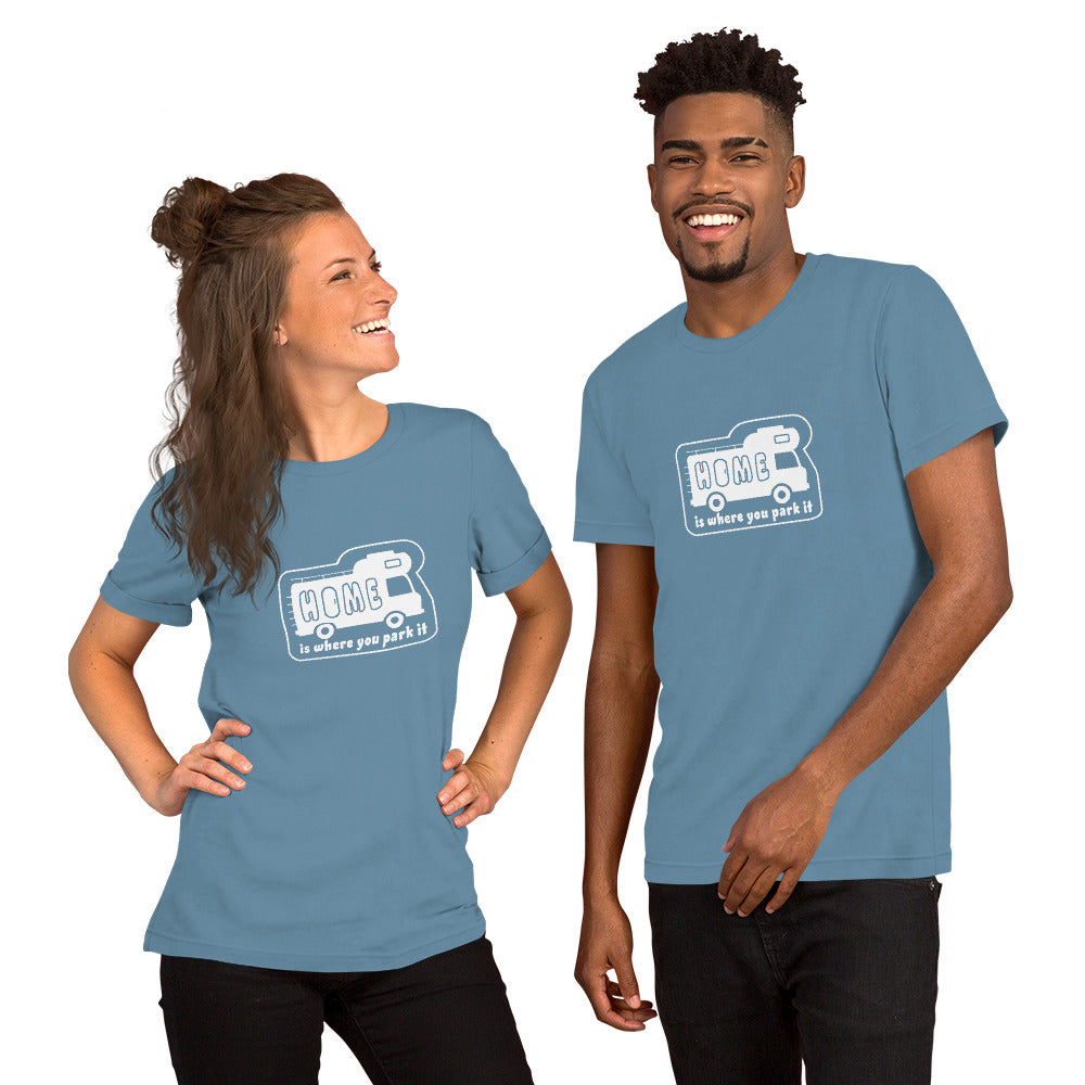 Unisex cotton t-shirt Bold Camper Van on dark colors