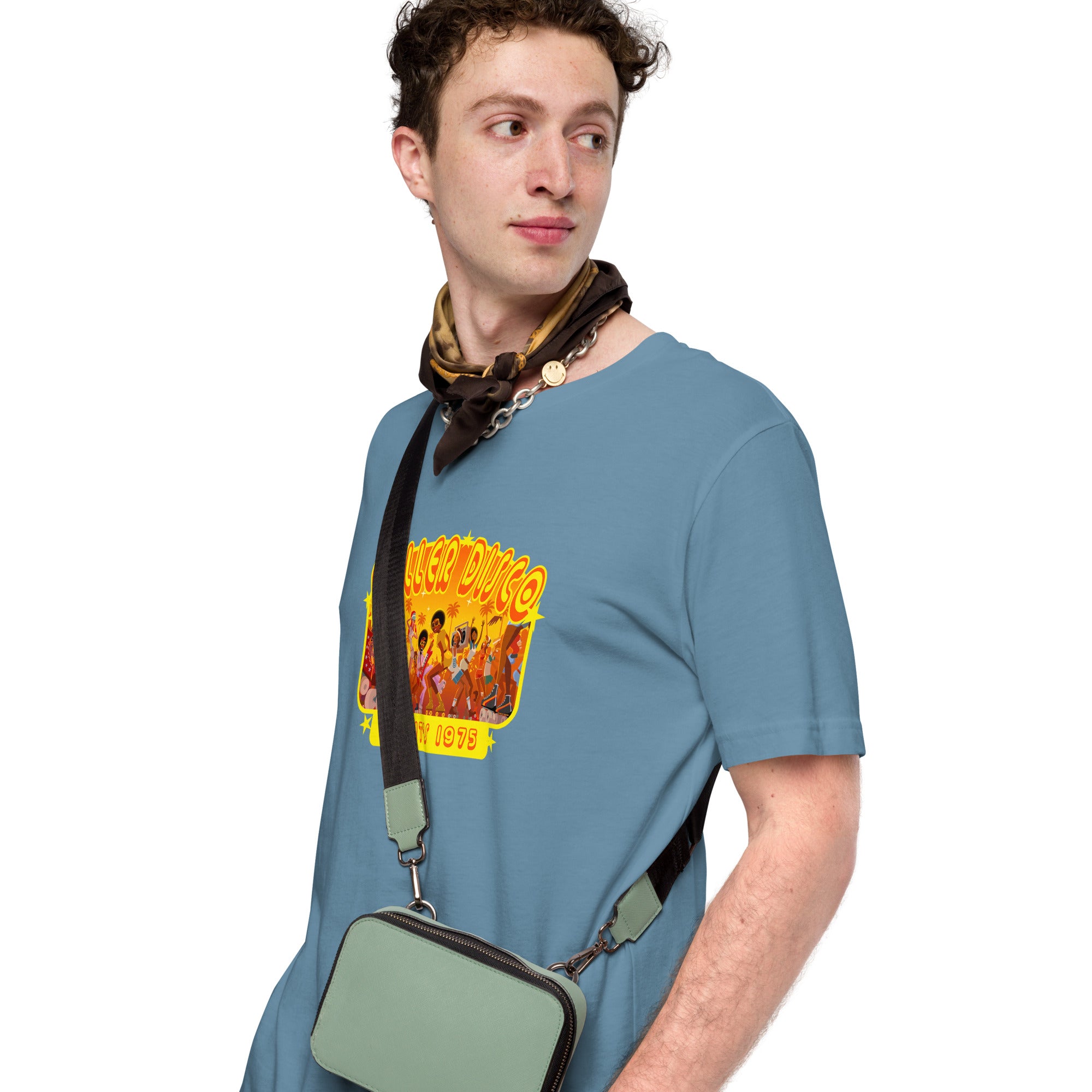 T-shirt en coton unisexe Roller Disco 1975 sur couleurs foncées