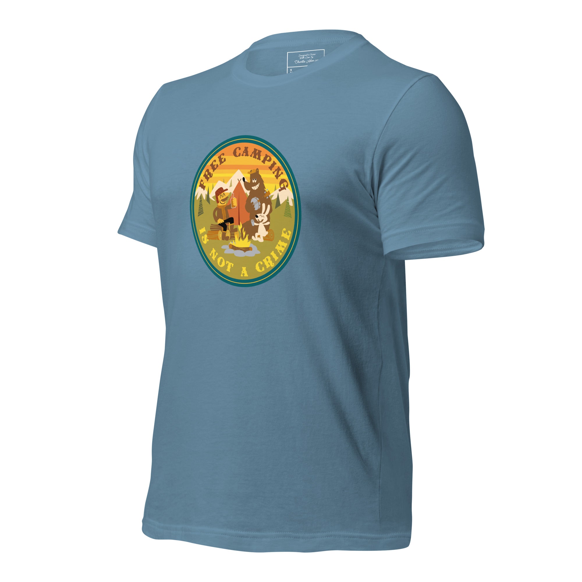 Unisex cotton t-shirt Free Camping is not a Crime on dark colors
