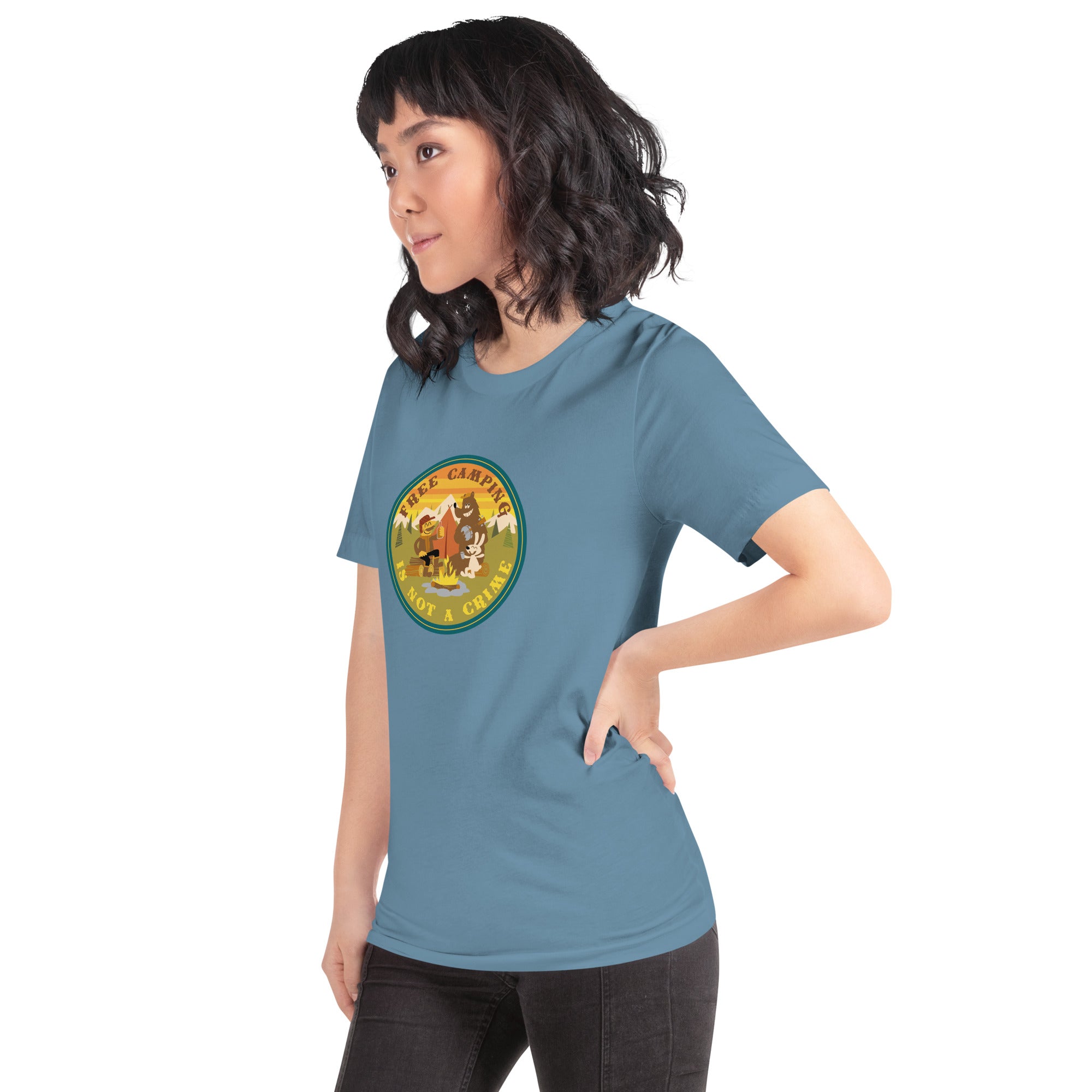 Unisex cotton t-shirt Free Camping is not a Crime on dark colors
