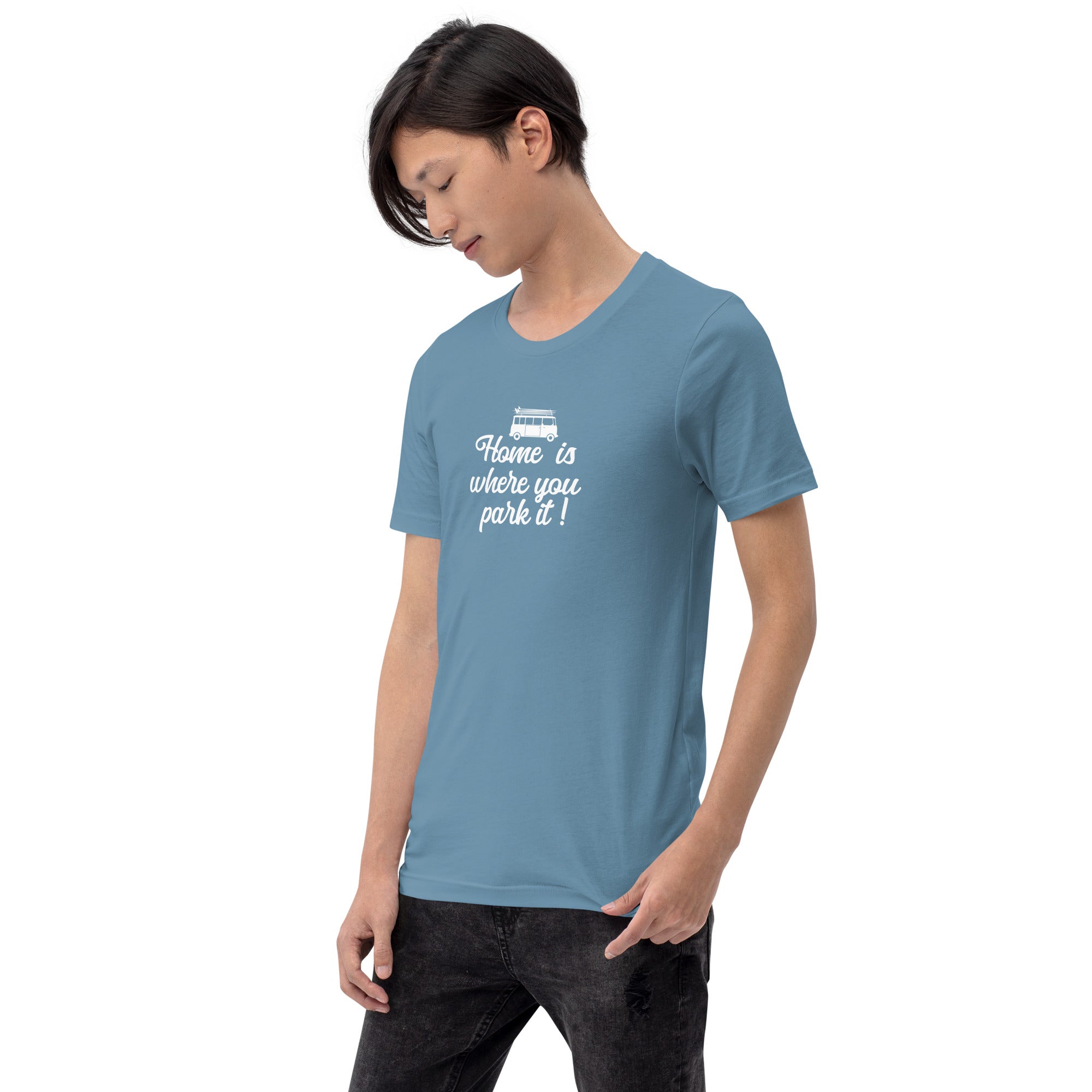 T-shirt en coton unisexe White Surf Combi sur couleurs foncées