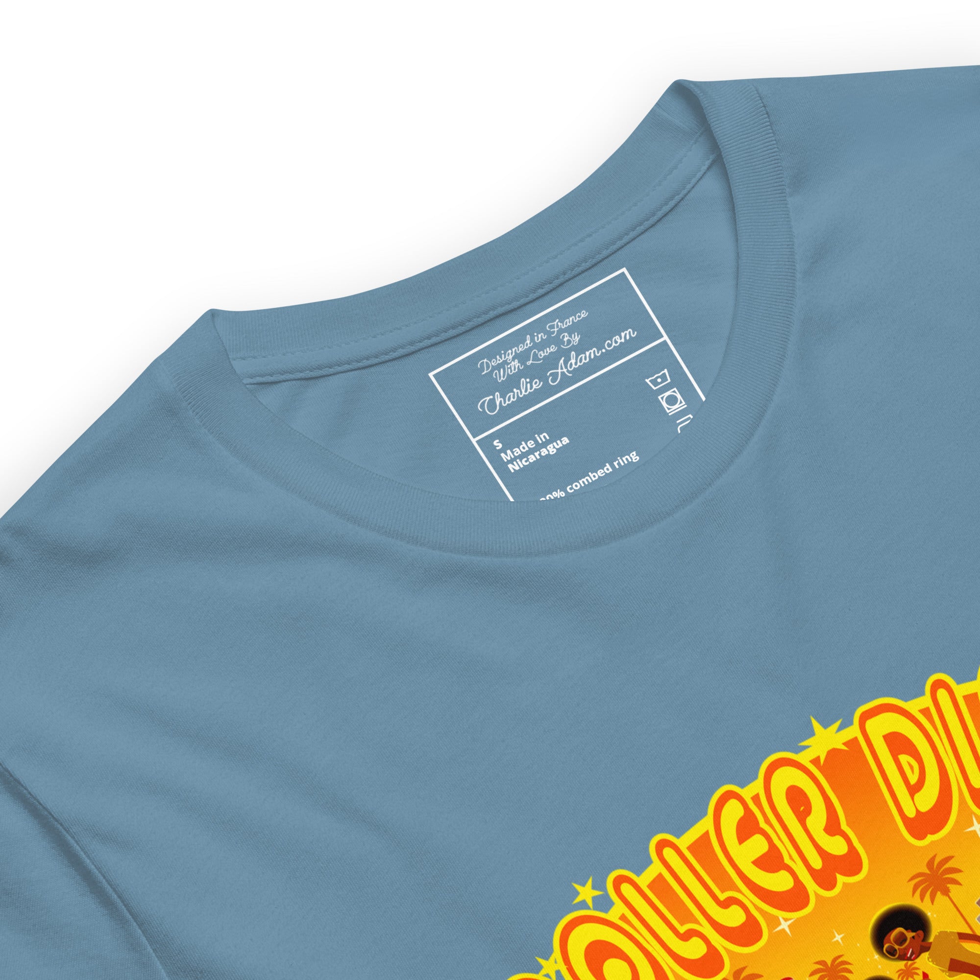 T-shirt en coton unisexe Roller Disco 1975 sur couleurs foncées