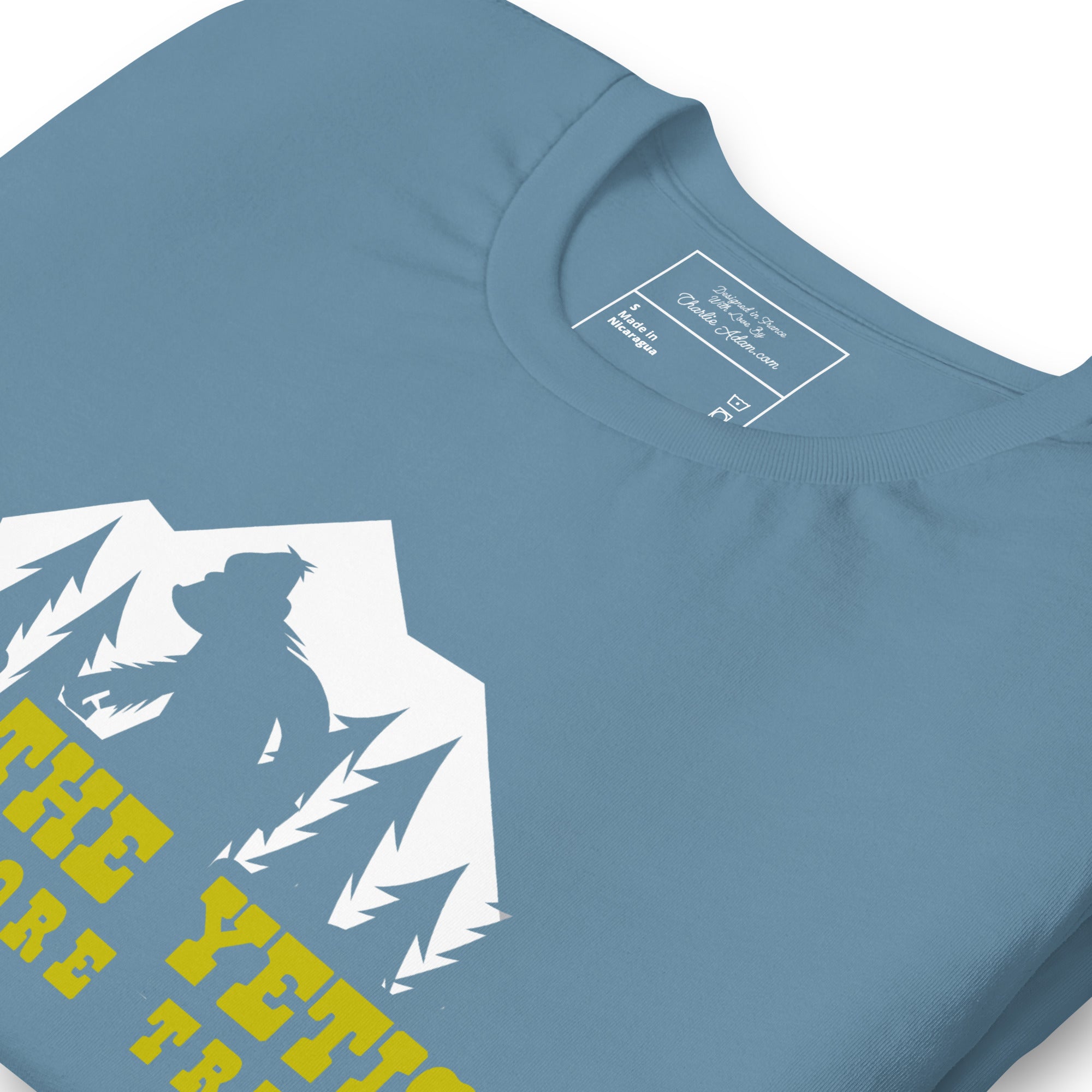 T-shirt en coton unisexe Save the Yetis Plant more Trees sur couleurs foncées