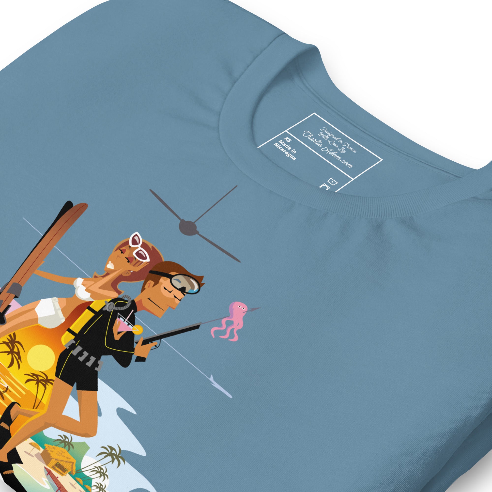 Unisex cotton t-shirt License to Chill Vamos a la Playa on dark colors