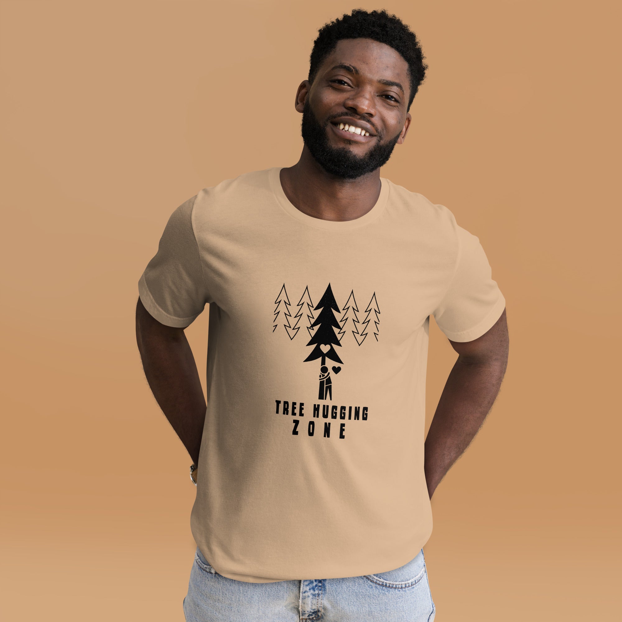 Unisex cotton t-shirt Tree hugging zone on bright colors