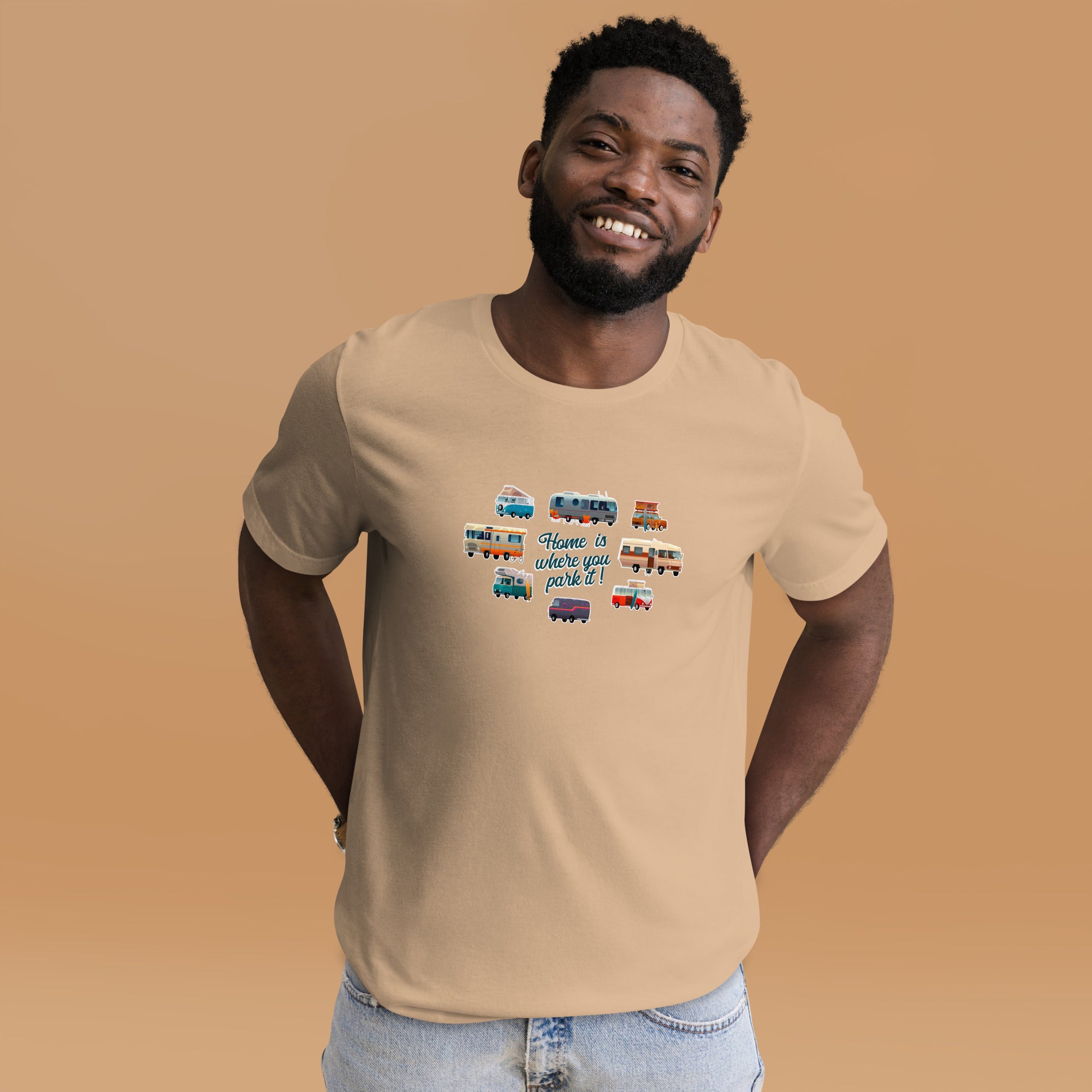 T-shirt en coton unisexe Square Vintage Campers sur couleurs vives