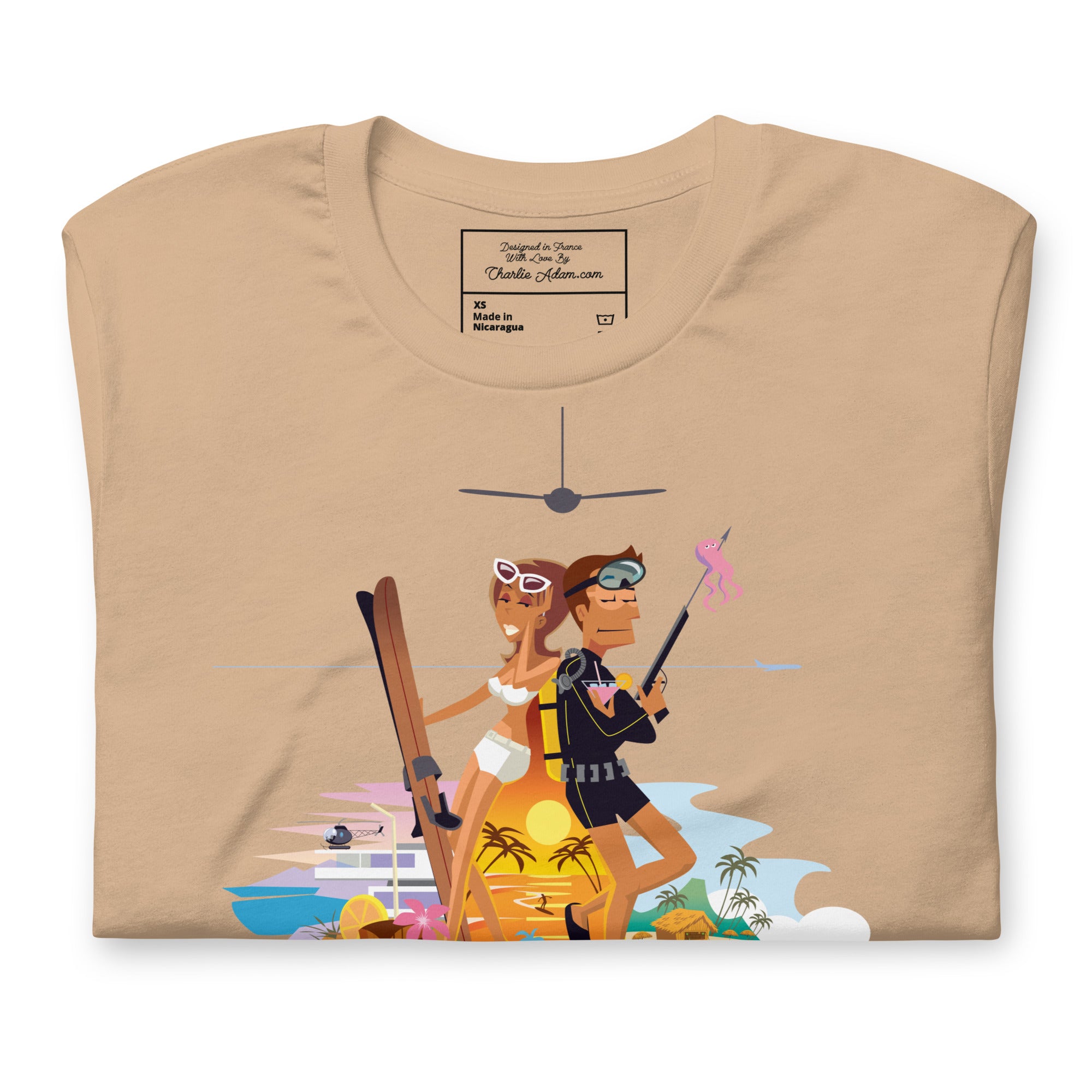 Unisex cotton t-shirt License to Chill Vamos a la Playa on bright colors