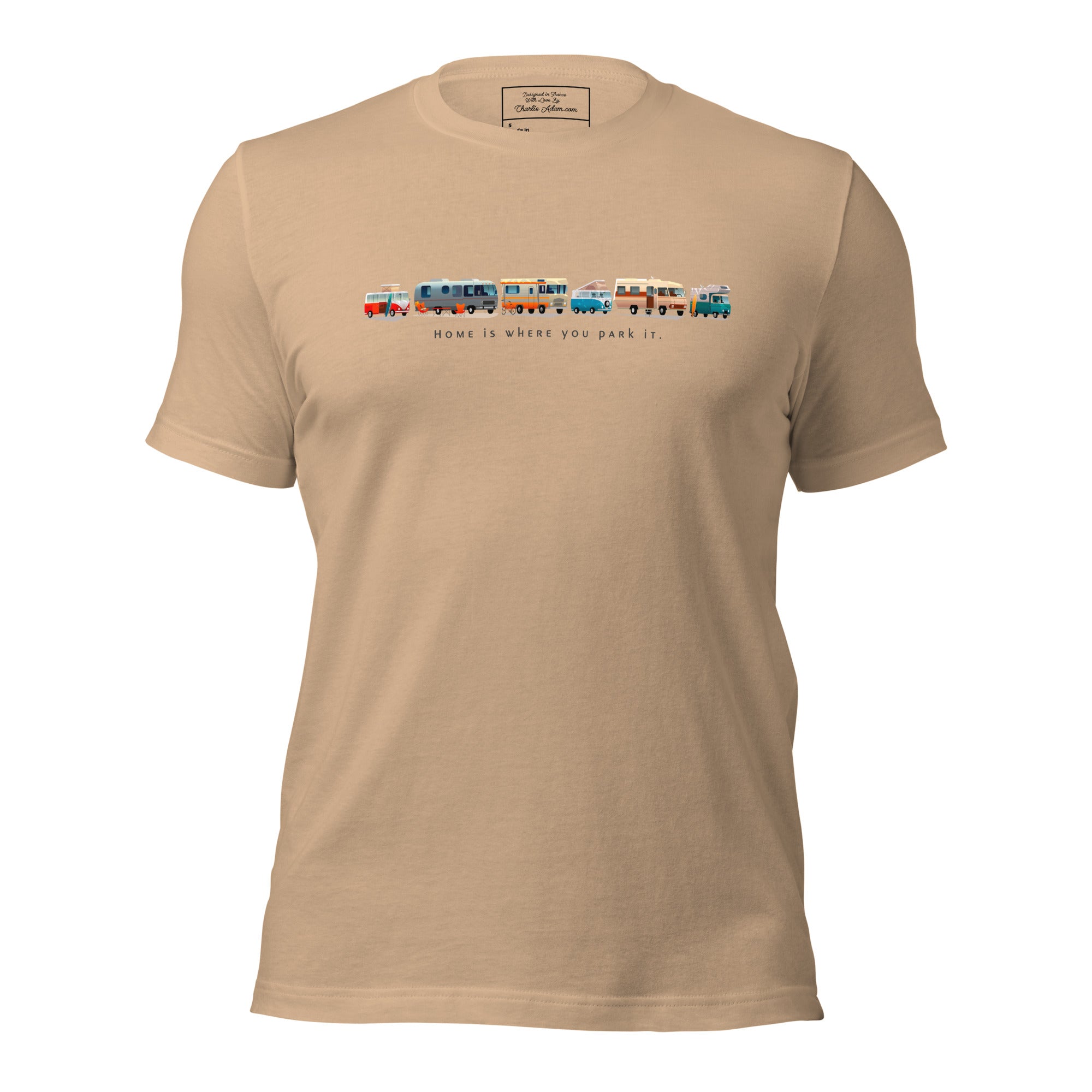 Unisex cotton t-shirt Vintage Campers on bright colors