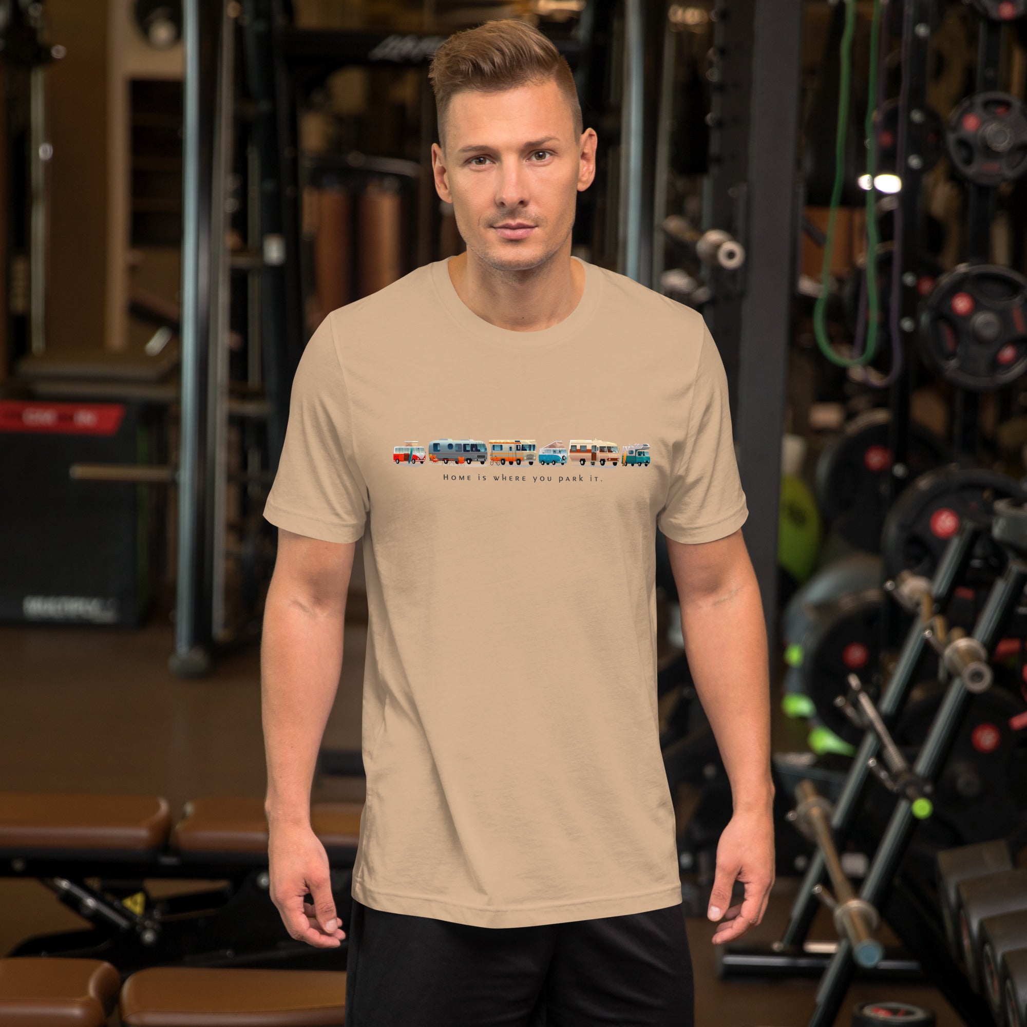 Unisex cotton t-shirt Vintage Campers on bright colors