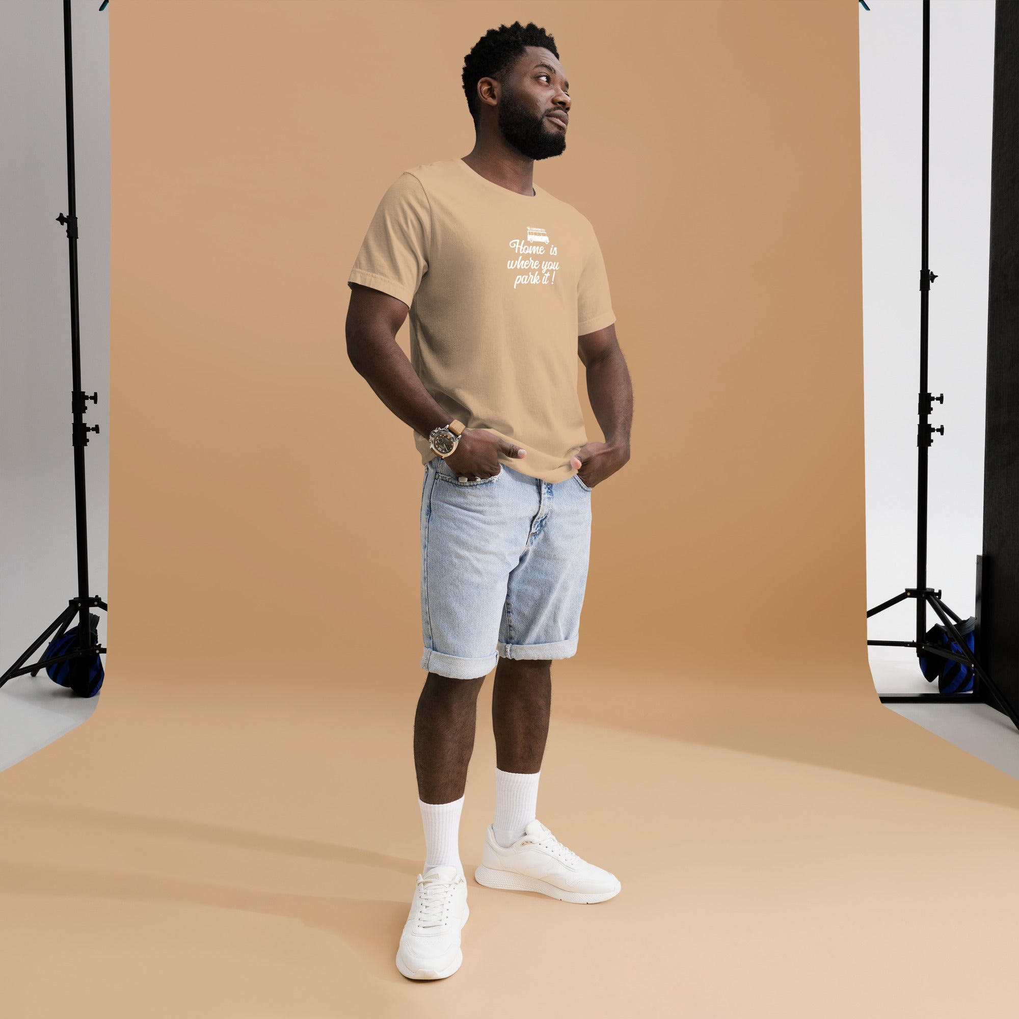 T-shirt en coton unisexe White Surf Combi sur couleurs vives