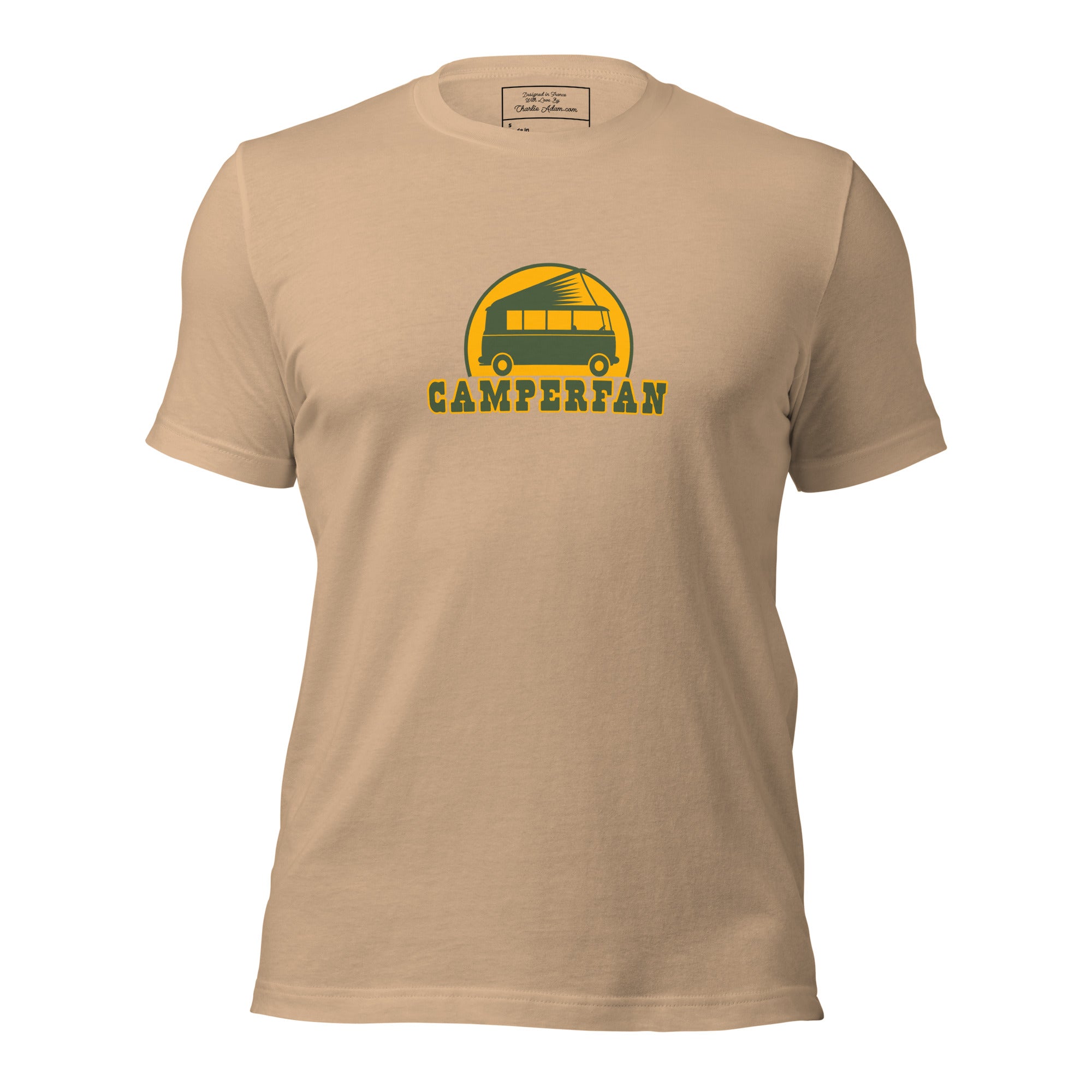 Unisex cotton t-shirt Camperfan on bright colors