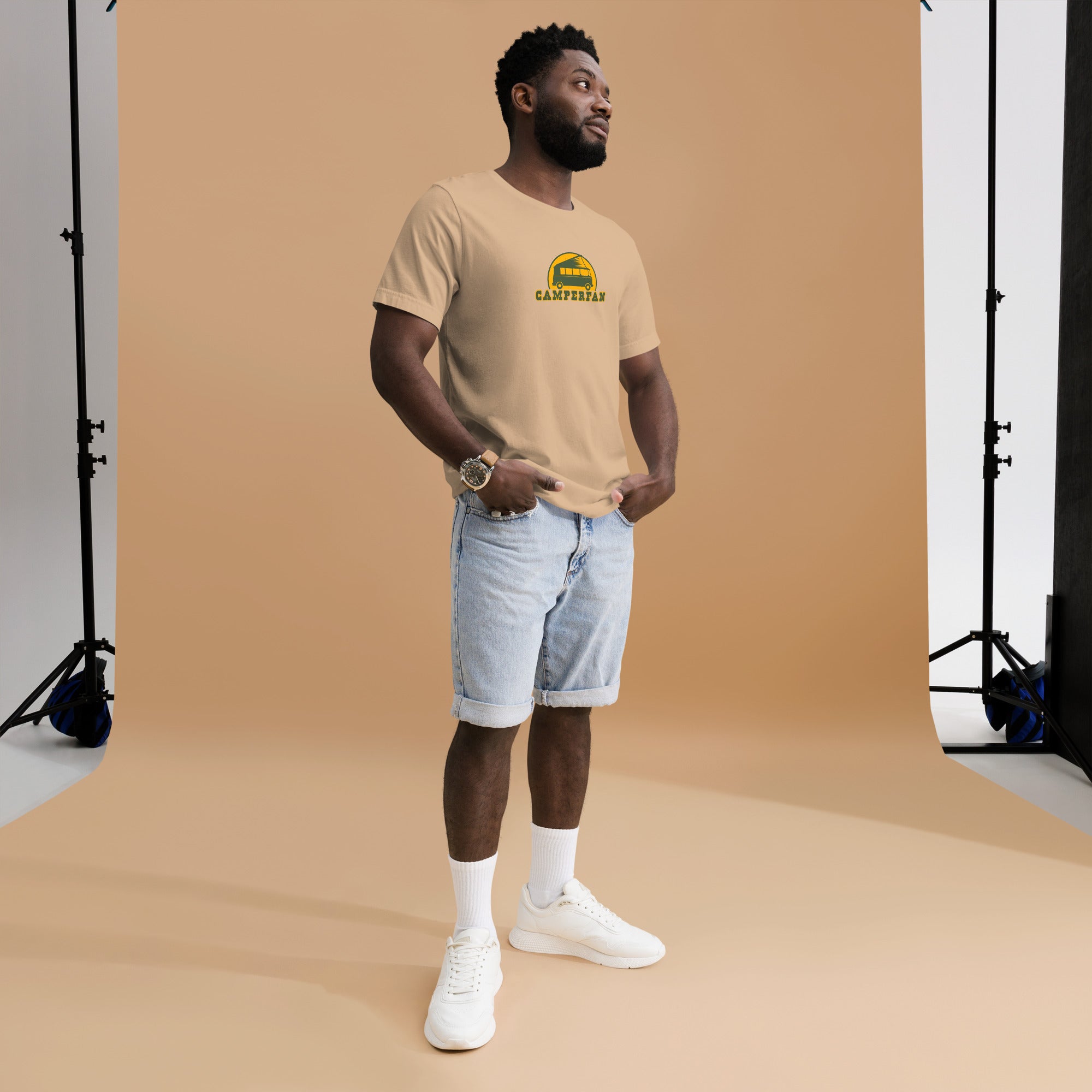 Unisex cotton t-shirt Camperfan on bright colors
