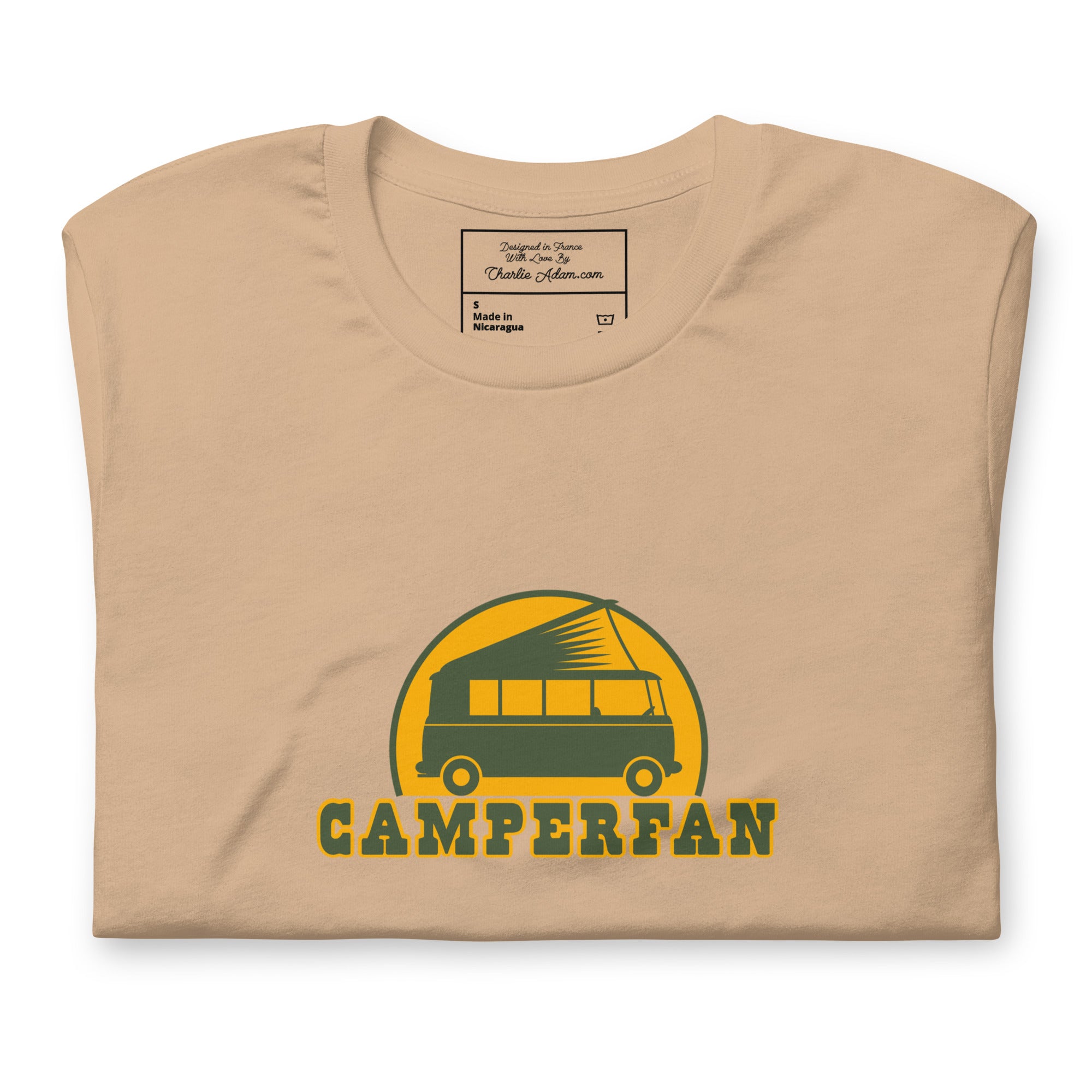 Unisex cotton t-shirt Camperfan on bright colors