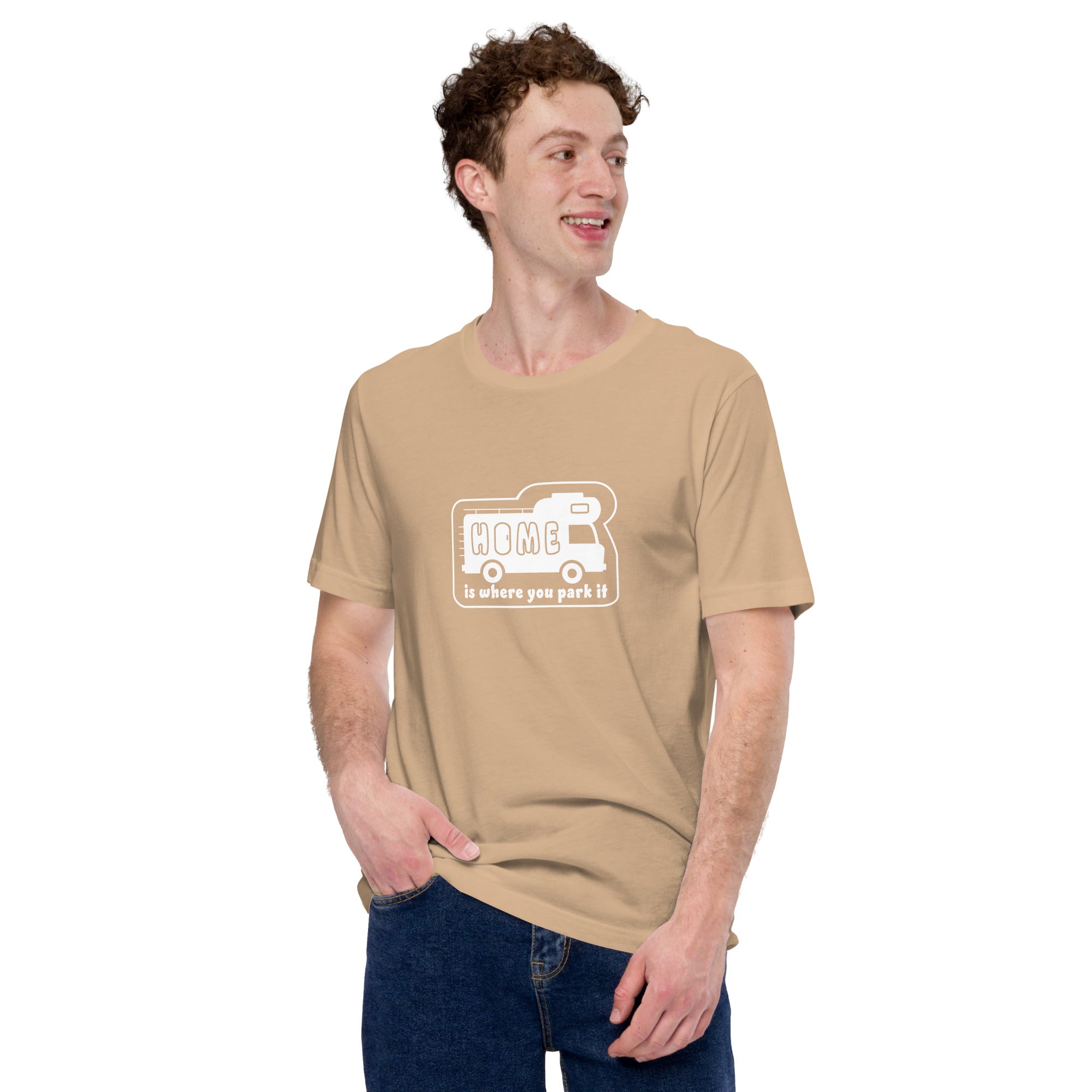 Unisex cotton t-shirt Bold Camper Van on bright colors