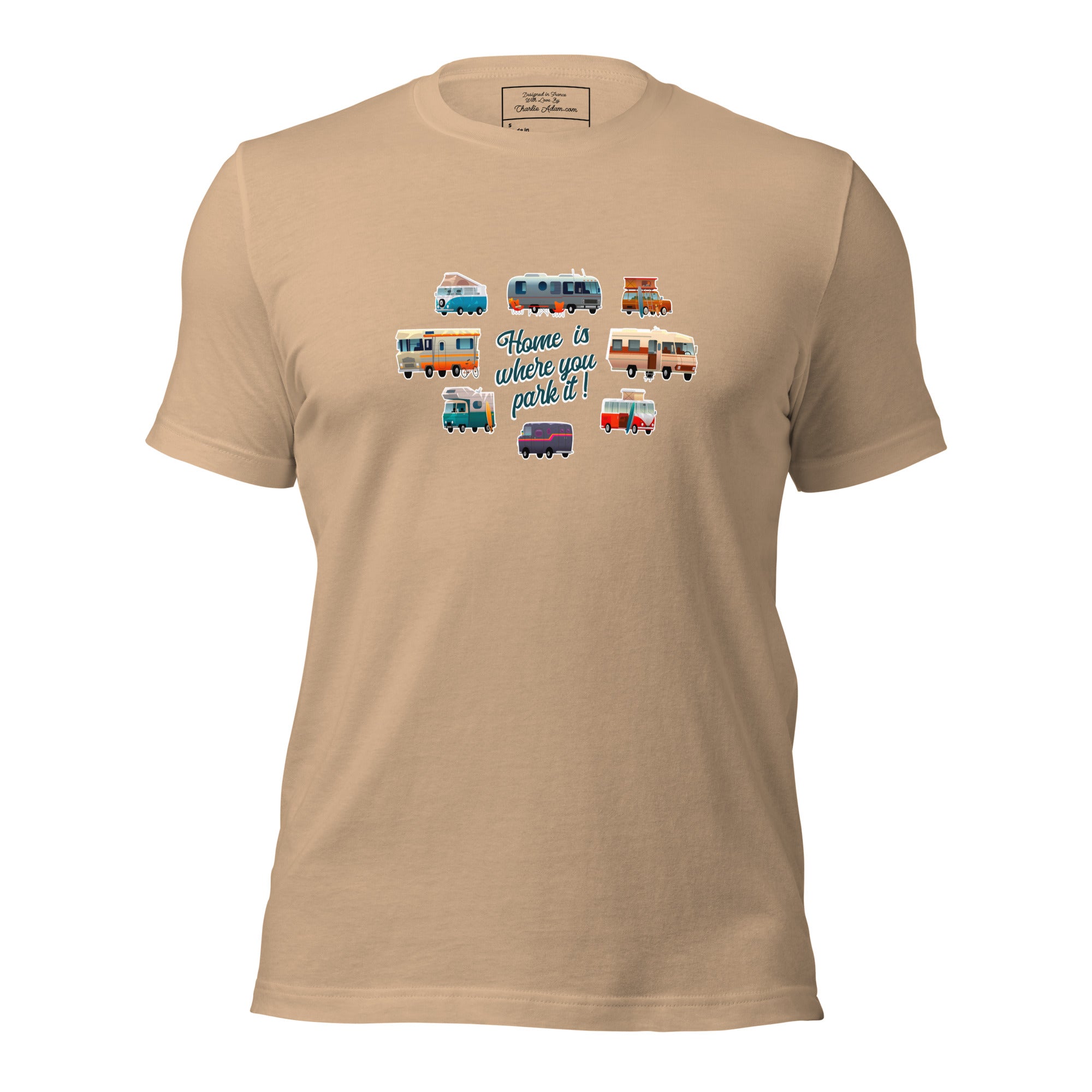 T-shirt en coton unisexe Square Vintage Campers sur couleurs vives