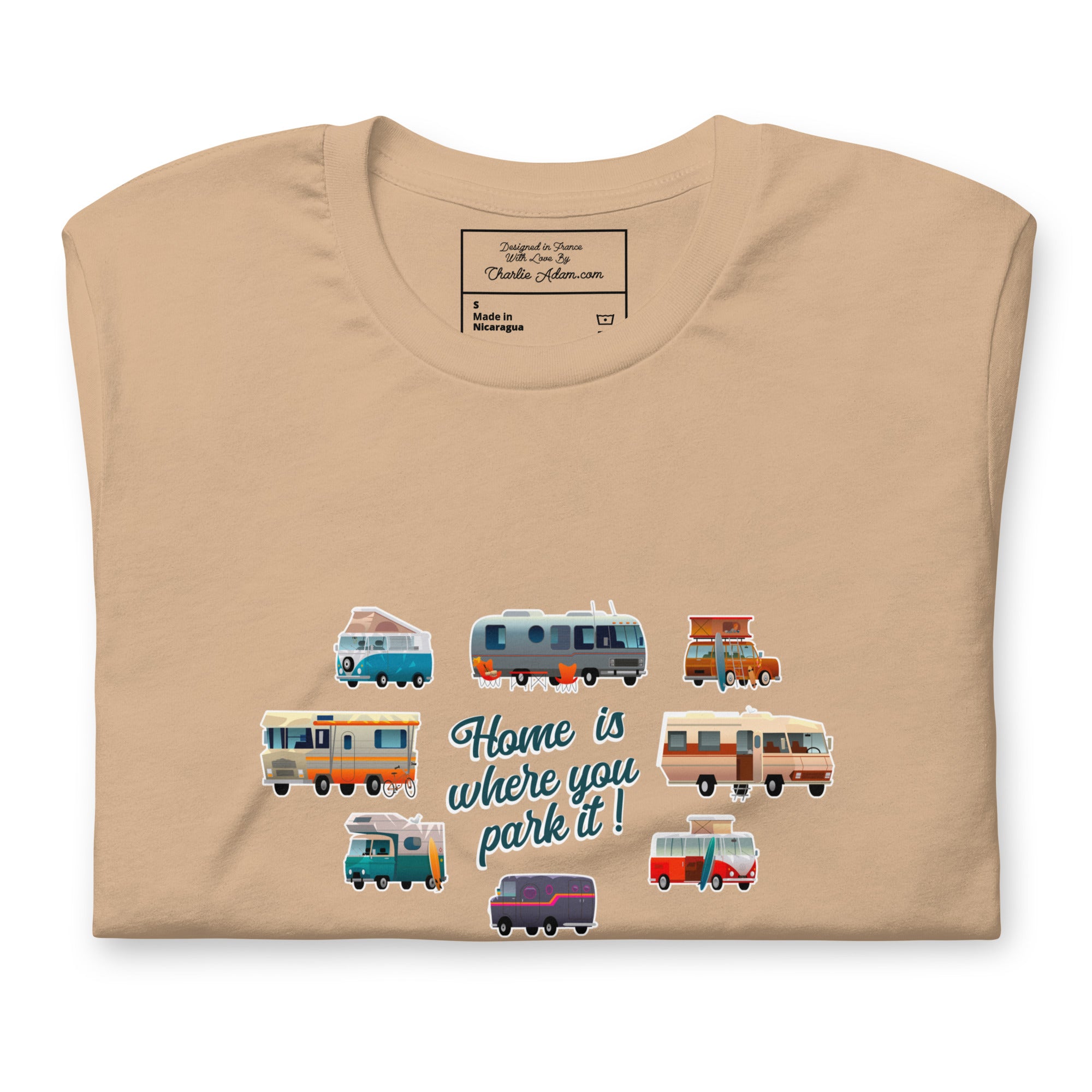 T-shirt en coton unisexe Square Vintage Campers sur couleurs vives