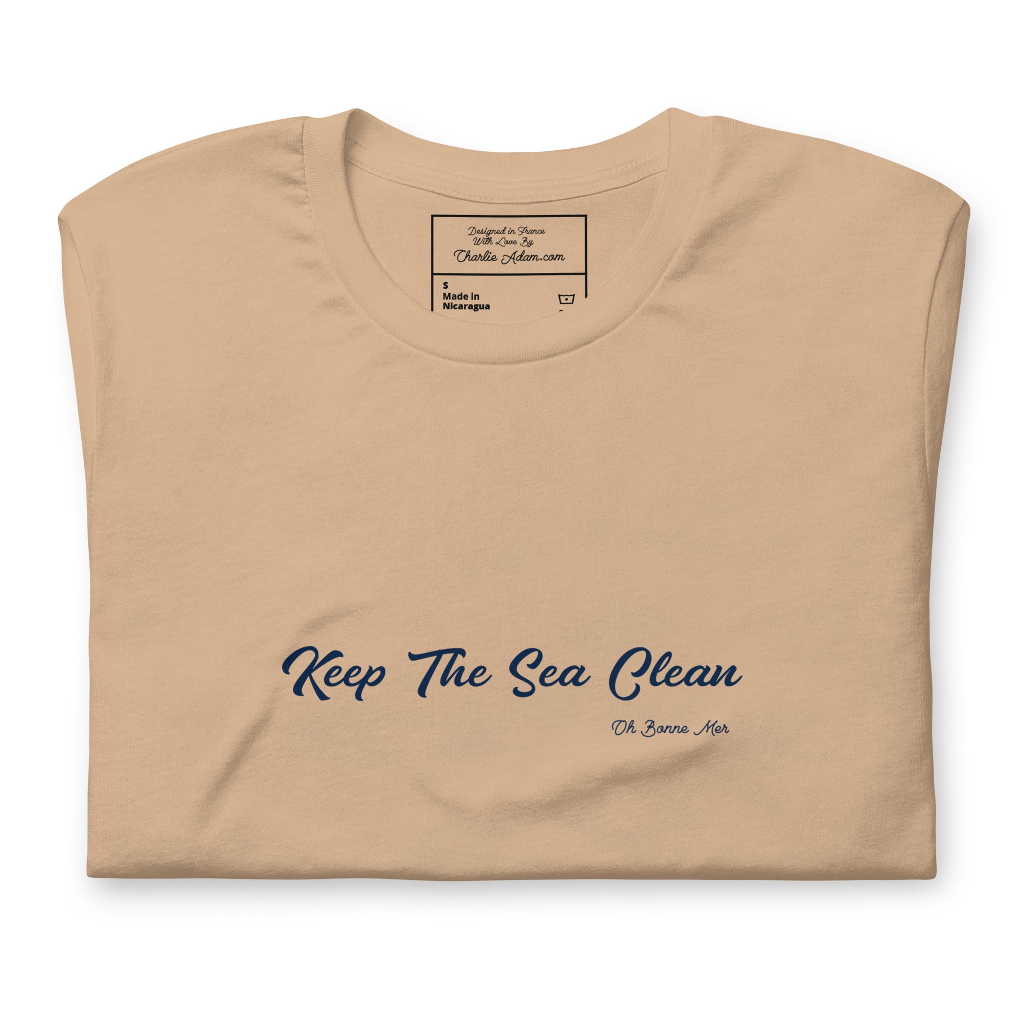 Unisex cotton t-shirt Keep The Sea Clean Navy on bright colors