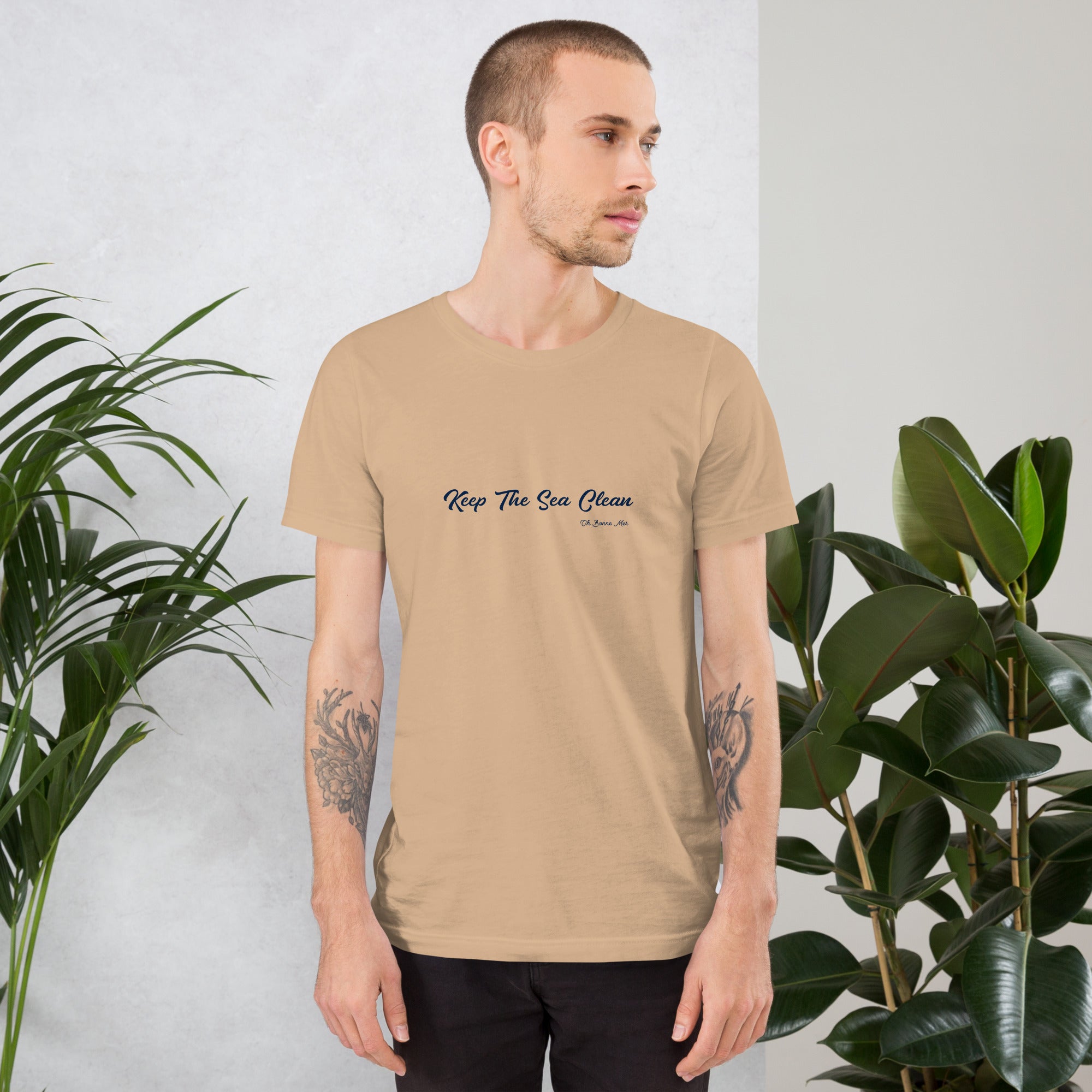 Unisex cotton t-shirt Keep The Sea Clean Navy on bright colors