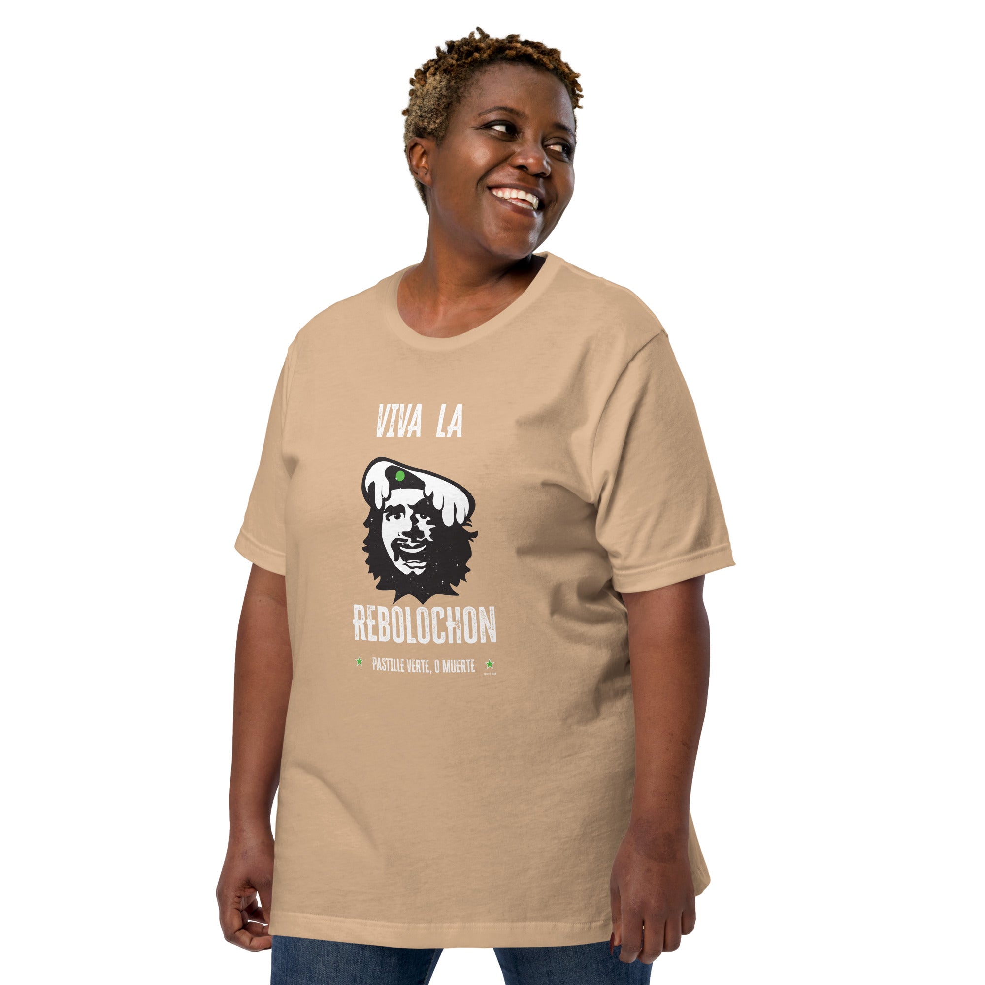 T-shirt en coton unisexe Viva la Rebolochon sur couleurs vives