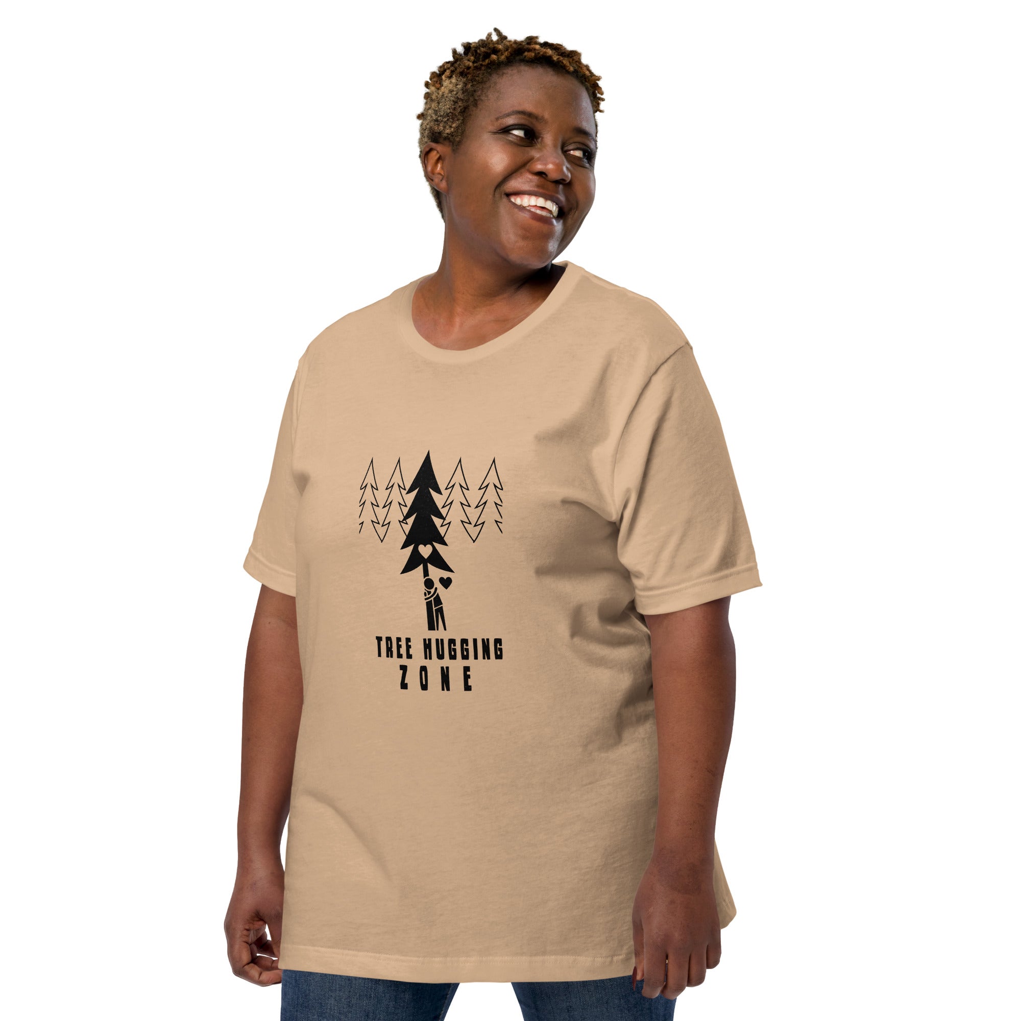 Unisex cotton t-shirt Tree hugging zone on bright colors
