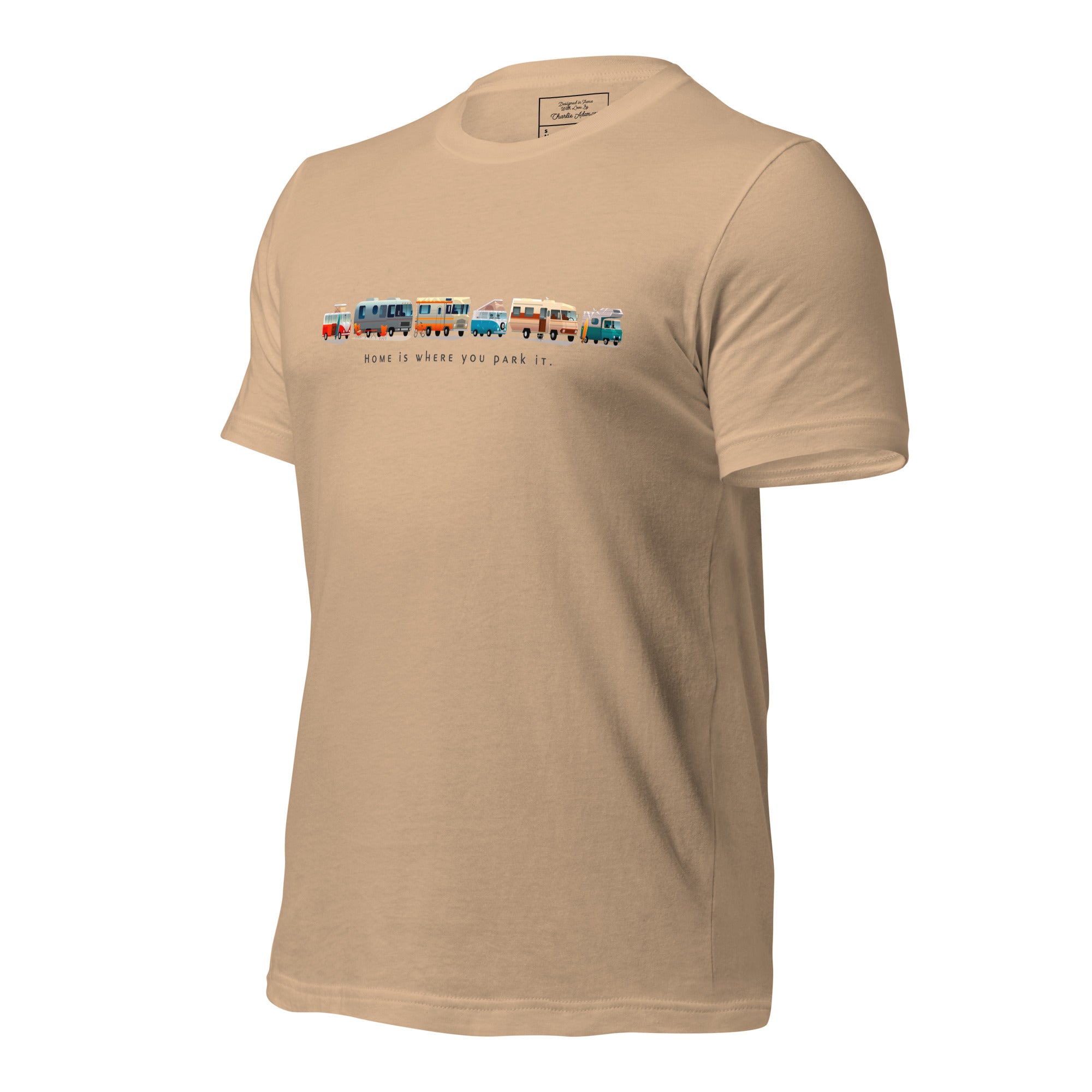 Unisex cotton t-shirt Vintage Campers on bright colors