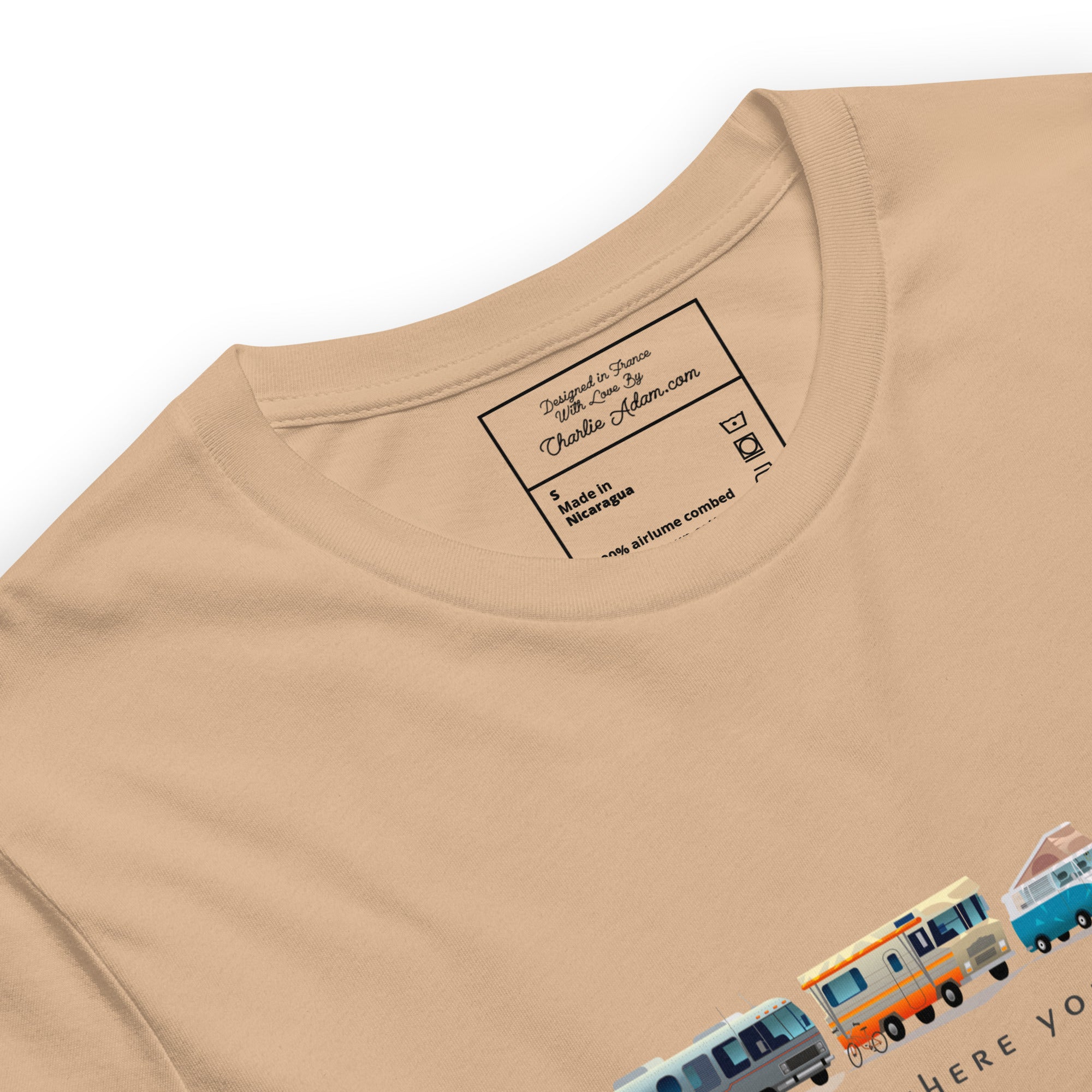 T-shirt en coton unisexe Vintage Campers sur couleurs vives