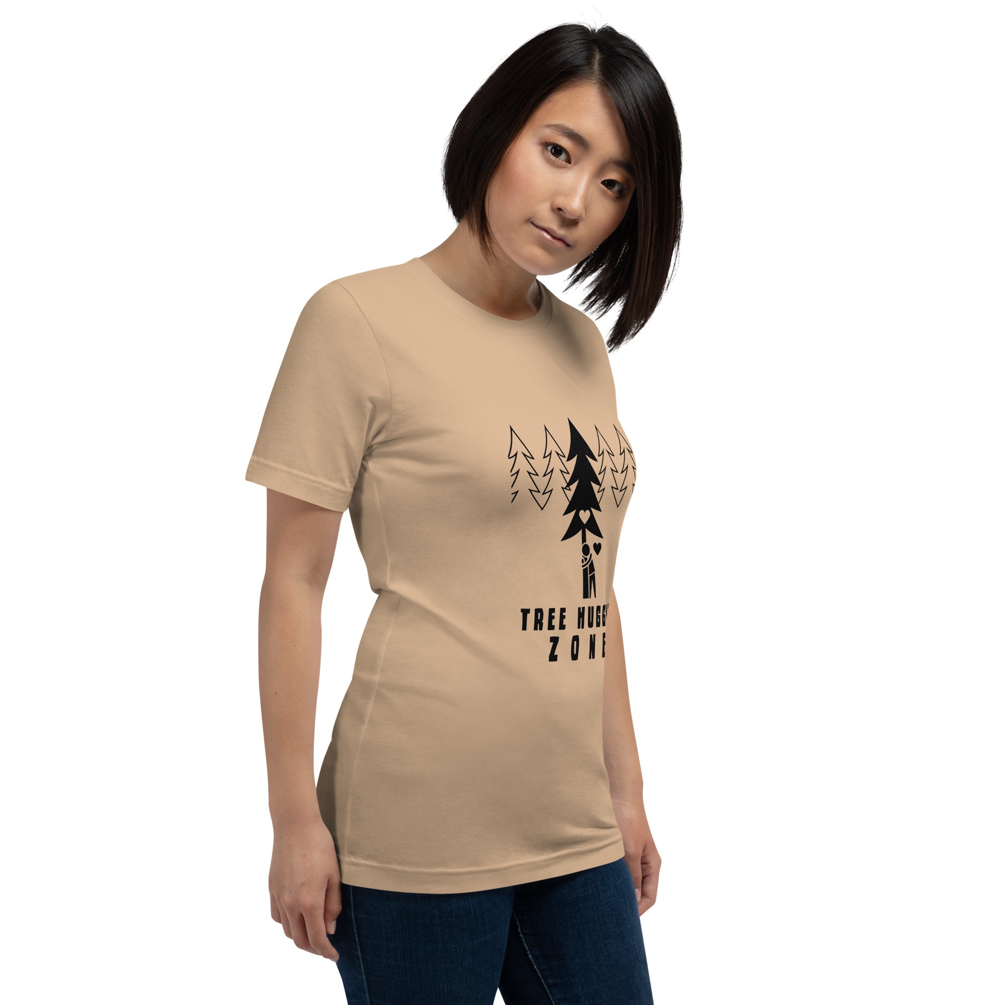 Unisex cotton t-shirt Tree hugging zone on bright colors