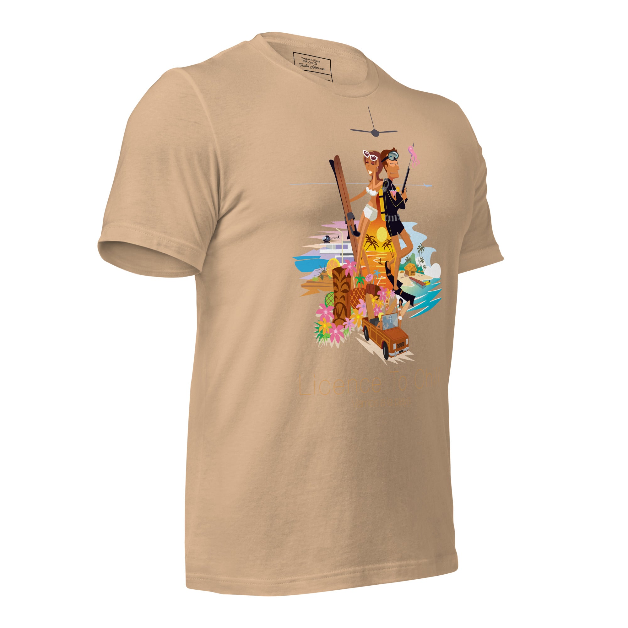 Unisex cotton t-shirt License to Chill Vamos a la Playa on bright colors