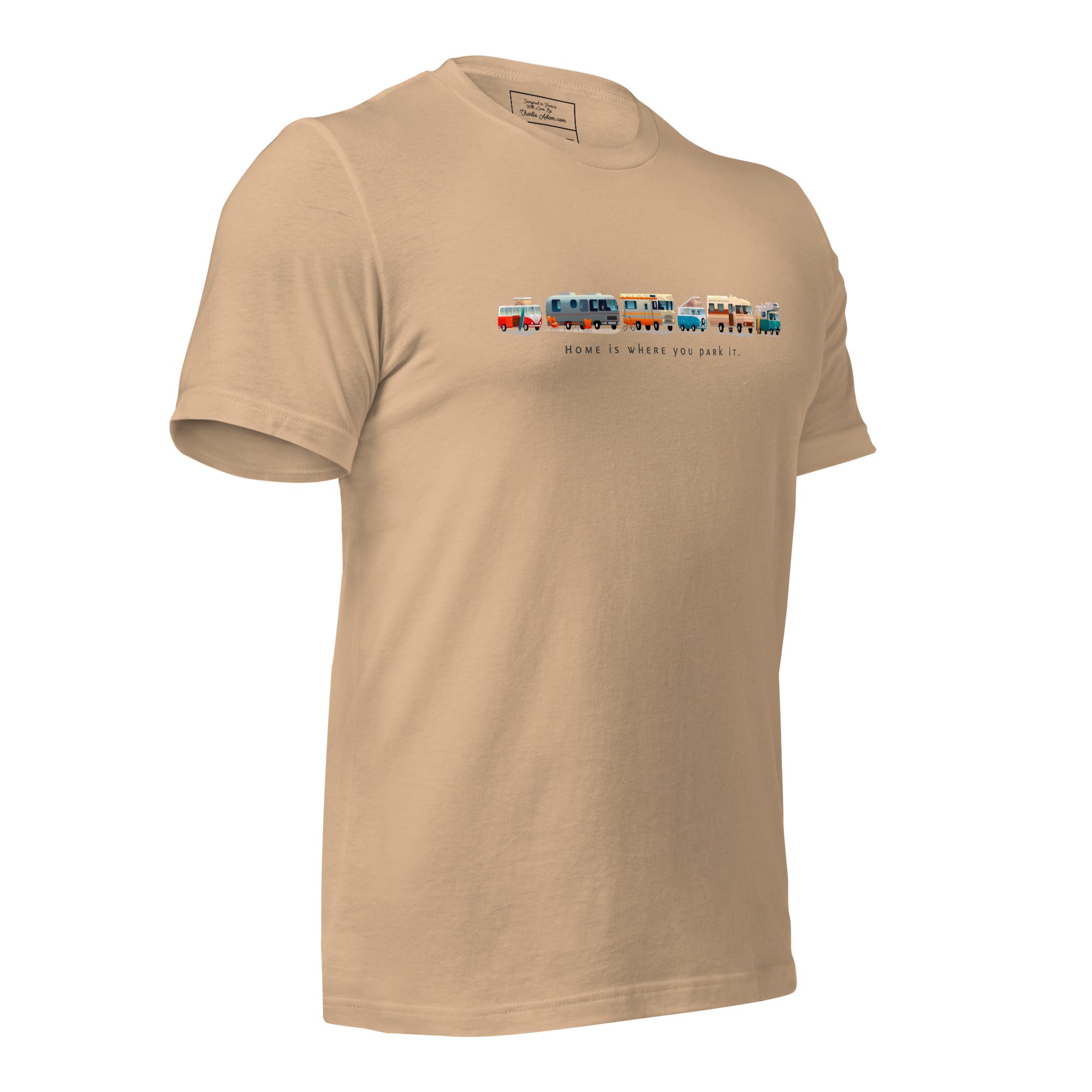 Unisex cotton t-shirt Vintage Campers on bright colors