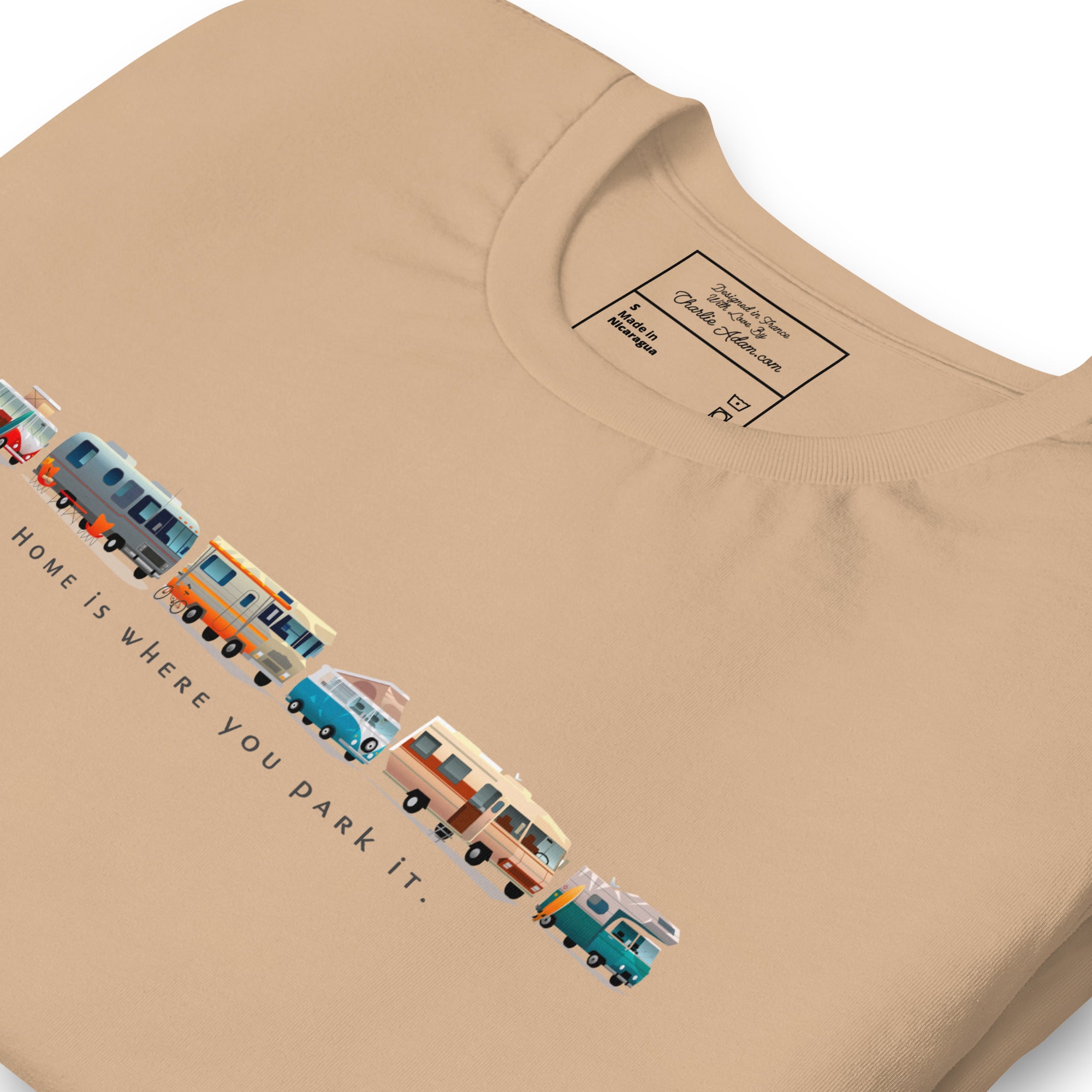 Unisex cotton t-shirt Vintage Campers on bright colors