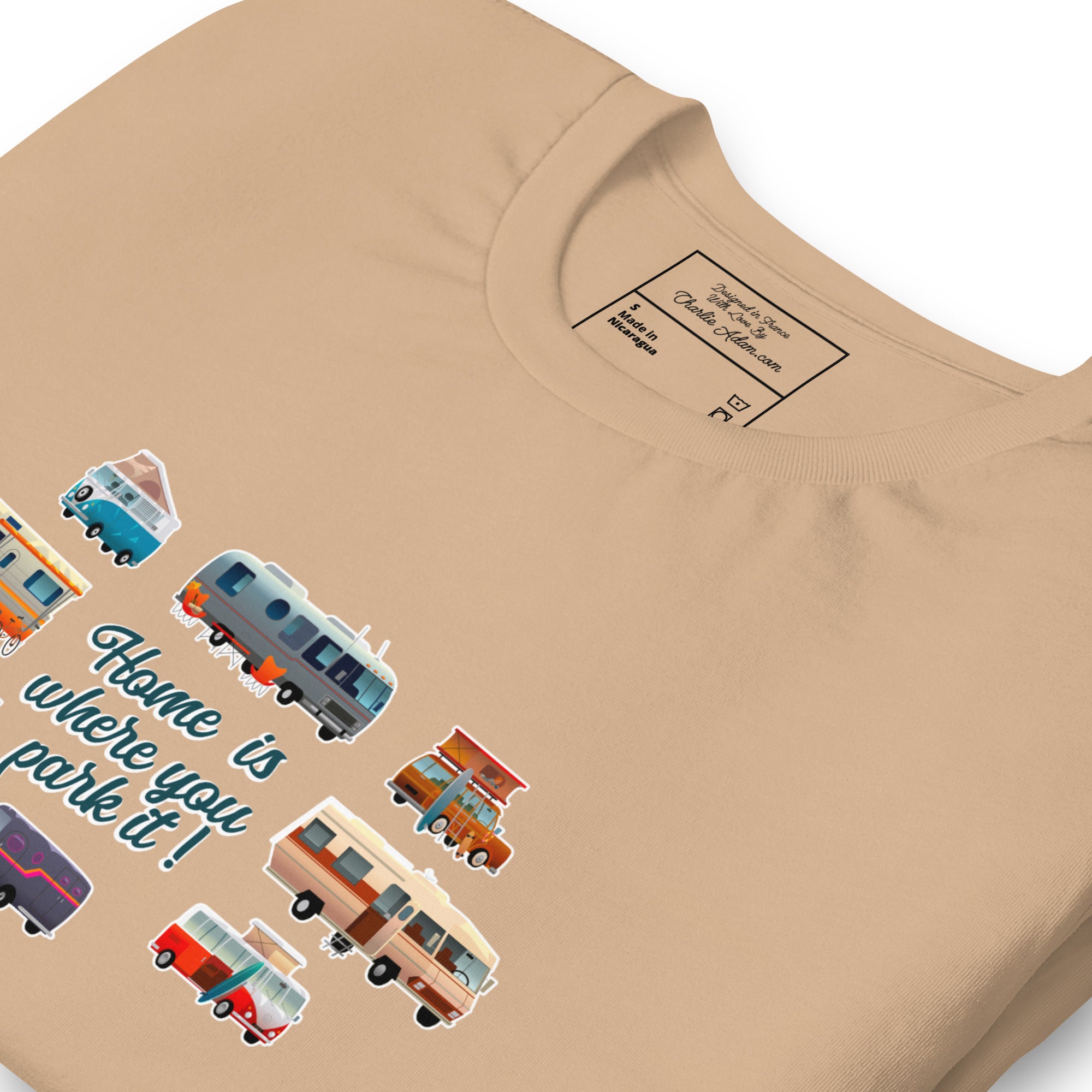 T-shirt en coton unisexe Square Vintage Campers sur couleurs vives